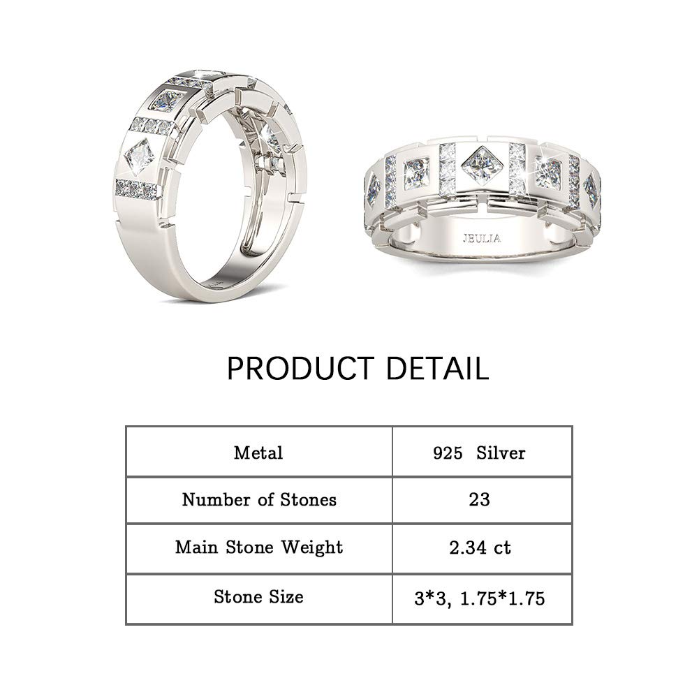 Jeulia Sterling Silver Princess Cut Cubic Zirconia Engagement Ring Set - Wedding Band for Women & Men, Anniversary Promise Gift with Elegant Box (Perfect for Proposals, Weddings & Romantic Occasions)