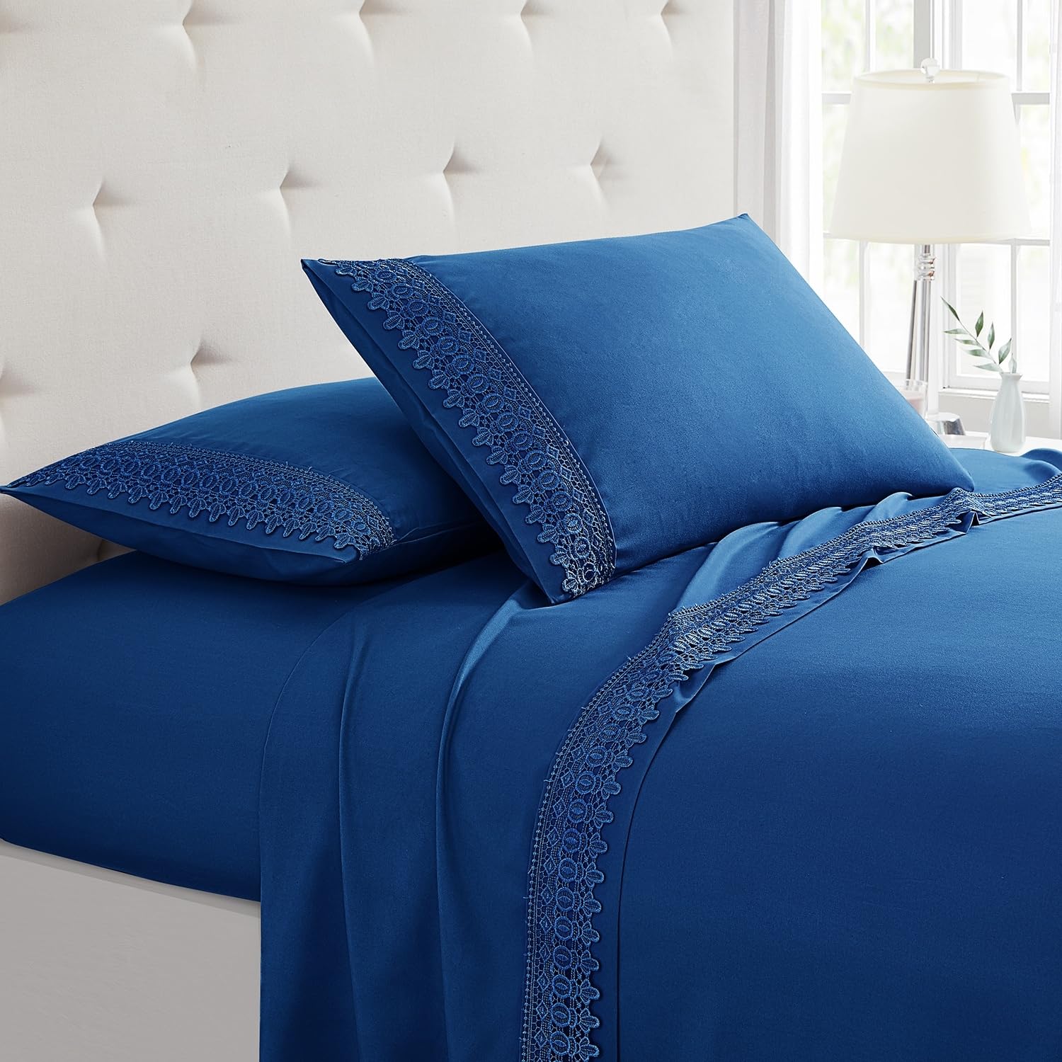 Premium King Size Sheet Set - Ultra Soft Lace Microfiber Bedding by Spirit Linen (Est. 1988) | Lightweight, Breathable & Wrinkle-Resistant | All-Season Comfort in Elegant Grey | Perfect for Master Bedrooms, Guest Rooms & Luxury Hotels