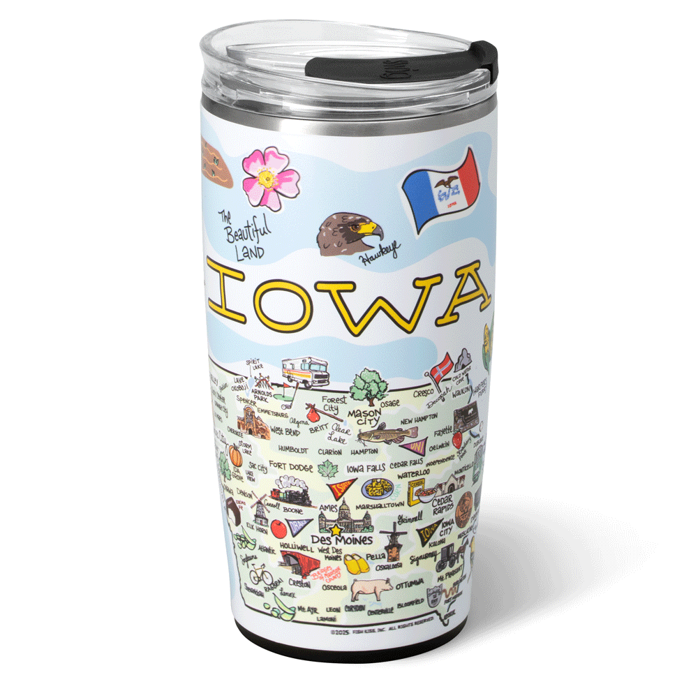 22oz Iowa Tumbler - Insulated Stainless Steel Travel Mug with Lid & Straw - Perfect for Coffee, Tea & Cold Drinks at Home, Office or Outdoor Adventures
