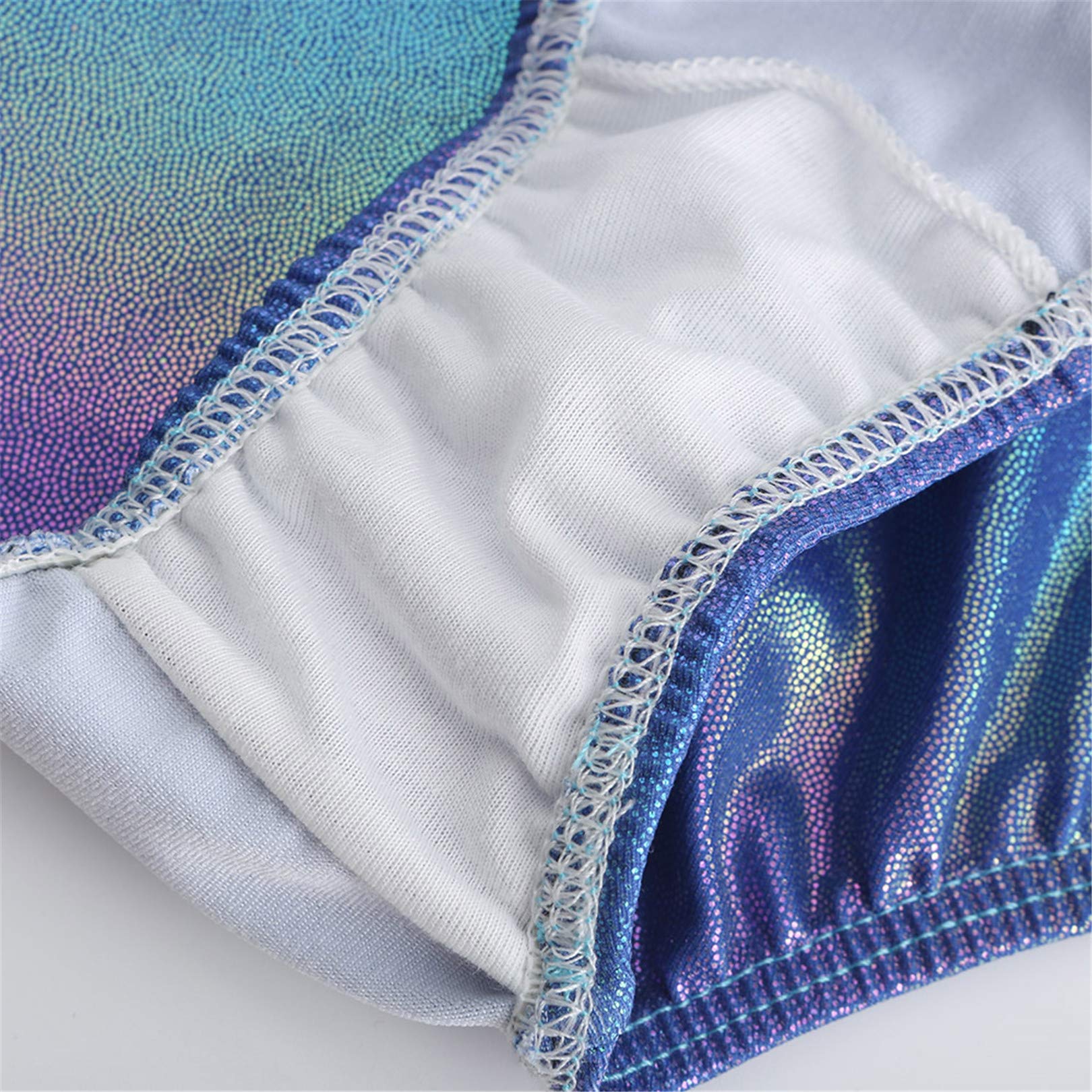 Sparkly Long Sleeve Gymnastics Leotard for Girls with Flame Bead Design - Stretchy Athletic Dance Bodysuit for Ballet, Gymnastics & Performance Costumes