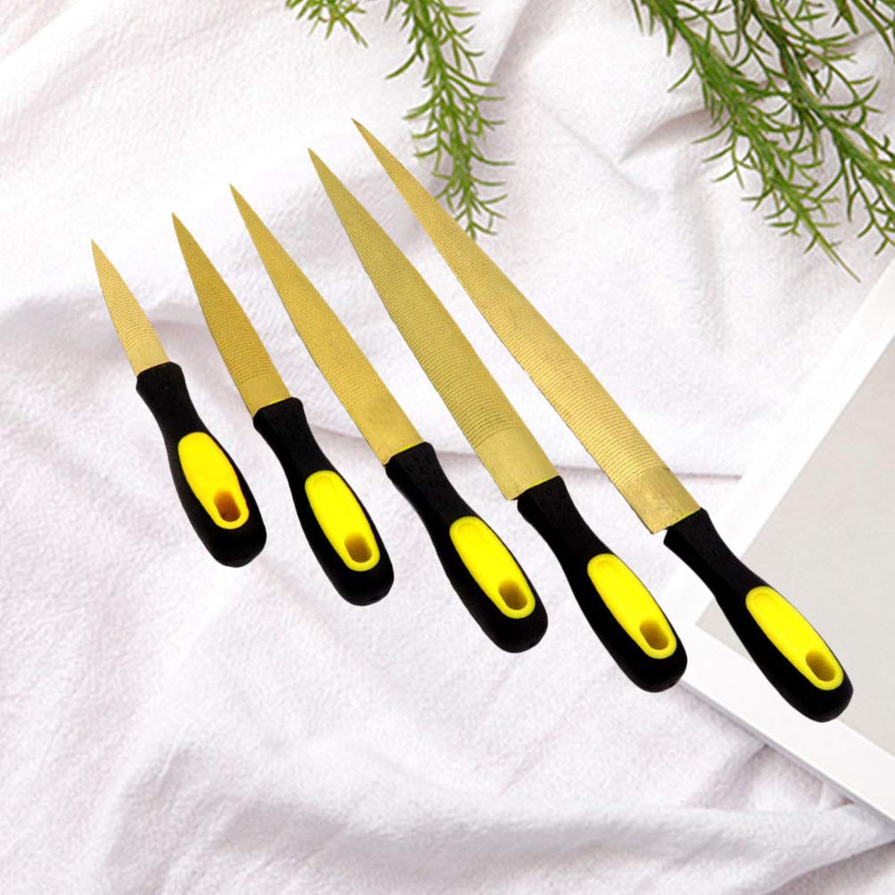 iplusmile 5-Piece Wood and Metal File Set - 4, 6, 8, 10, 12 Inch Hand Files for Woodworking, Shaping, Sharpening - Perfect for DIY Projects, Carpentry, and Metalworking Tasks