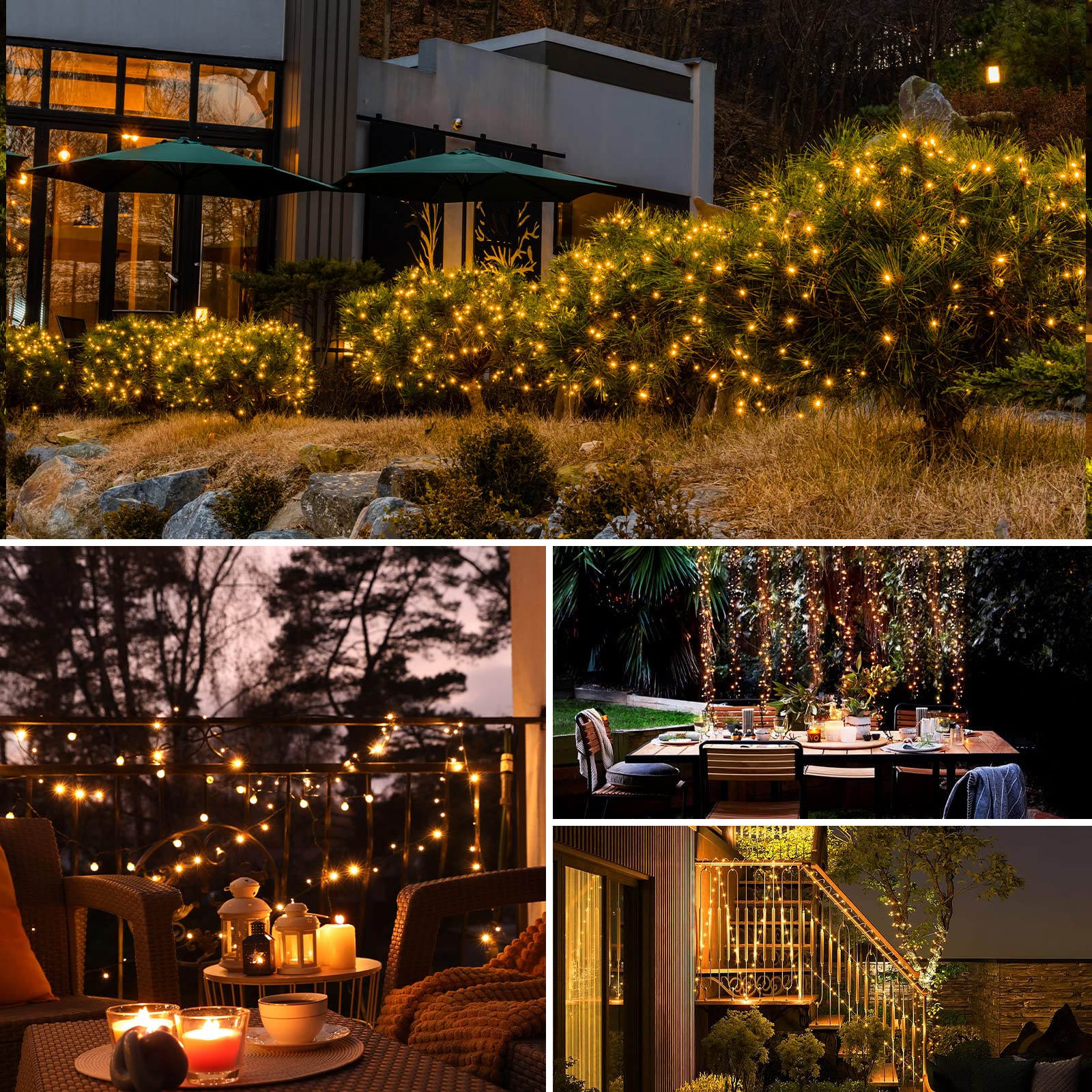 2 Pack 300LED 110FT Solar String Lights Outdoor Waterproof - 8 Modes Copper Wire Solar Fairy Lights for Patio, Garden, Wedding, Party & Christmas Decor (Warm White) | Perfect for Backyard, Pergola, Fence & Holiday Lighting