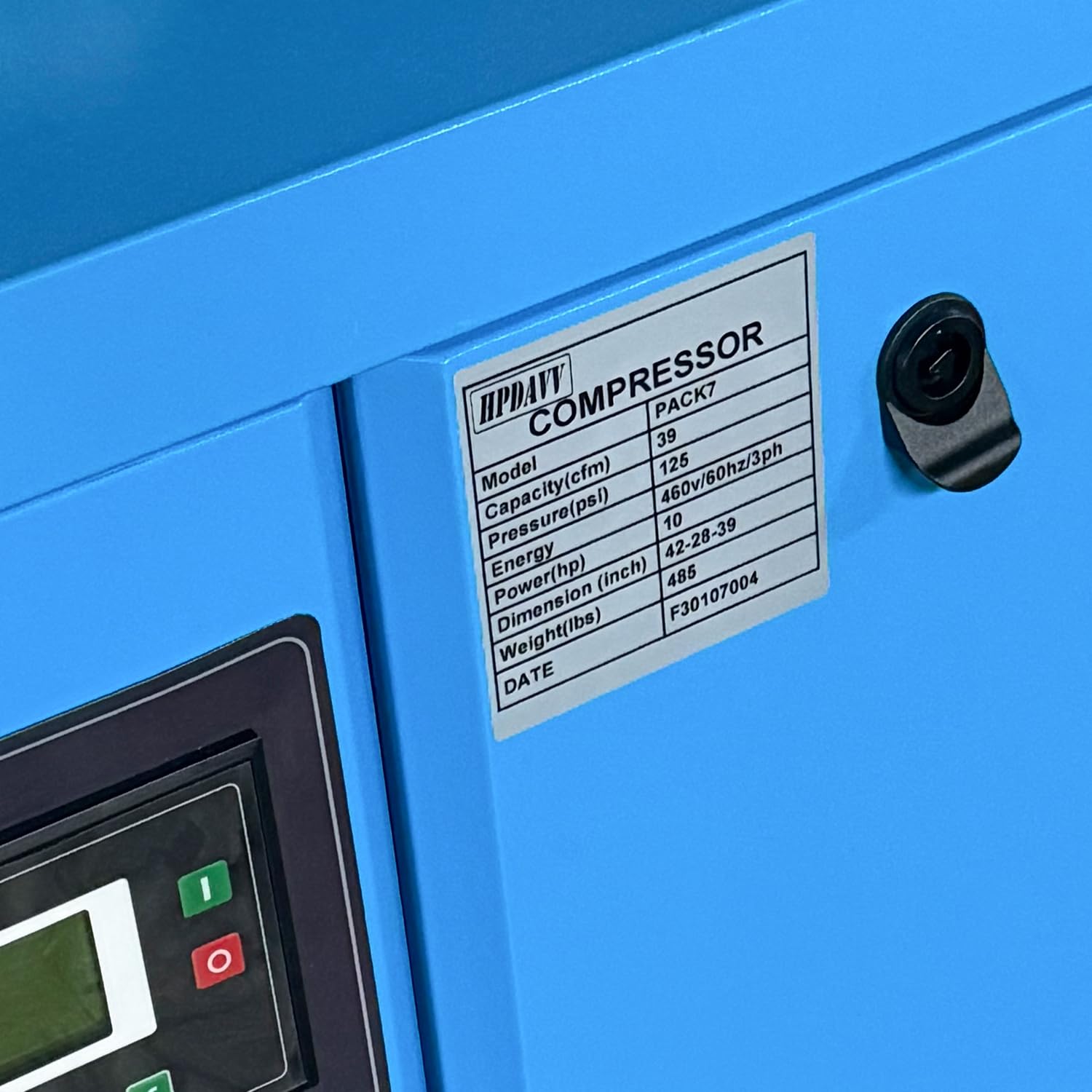 10HP 7.5KW 208-230V 3-Phase Rotary Screw Air Compressor | 33CFM 125PSI Max Pressure | NPT3/4