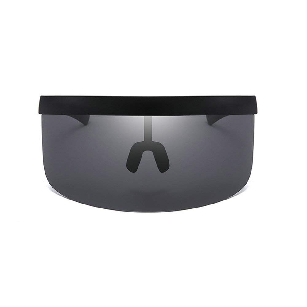 Futuristic Oversize Shield Sunglasses - Flat Top Mirrored for Outdoor Sports