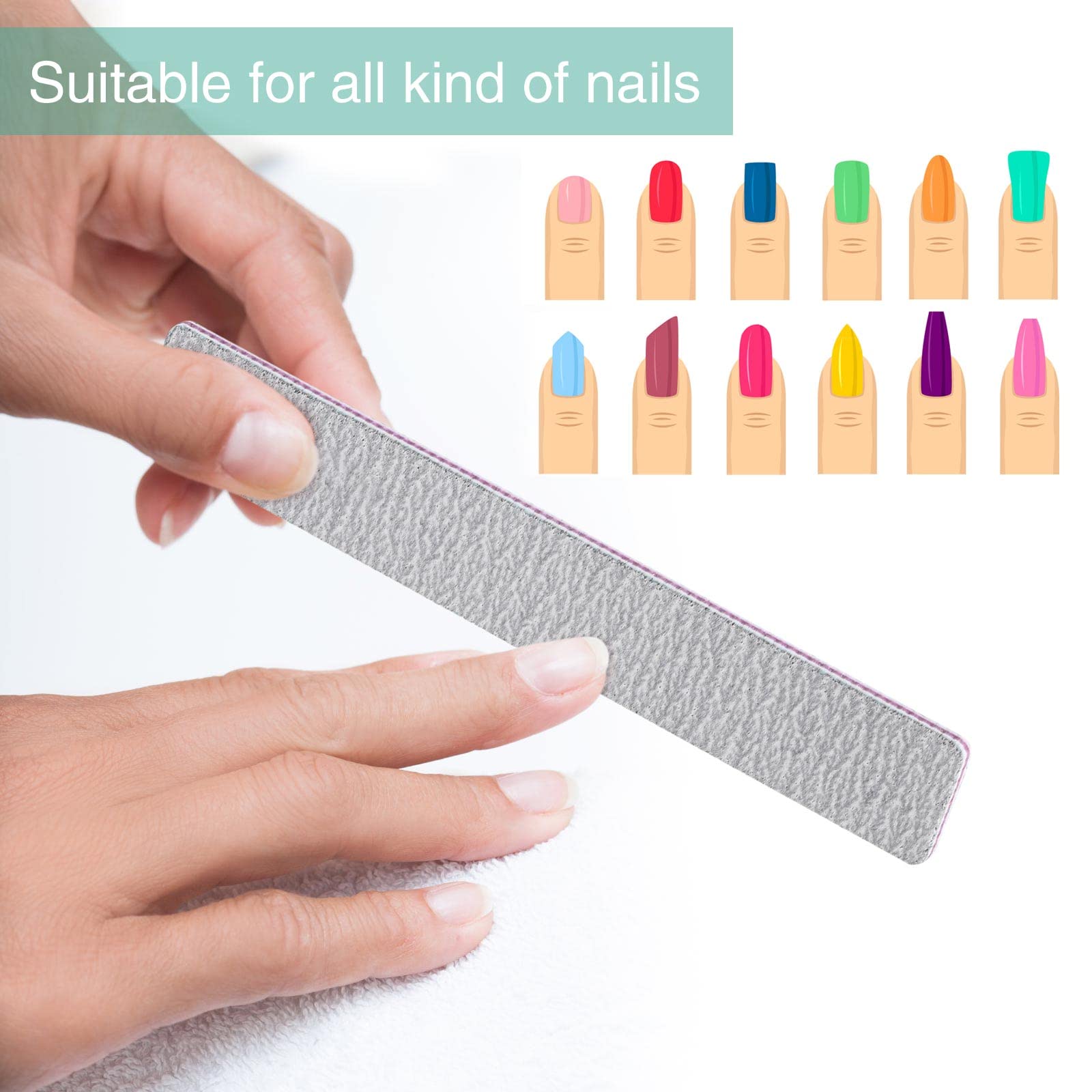 50 Pcs Professional Nail Files for Acrylic Nails - 80/120 Grit Double Sided Emery Boards for Manicure & Pedicure - Perfect for Nail Salons, Home Use & Travel Nail Care Kit