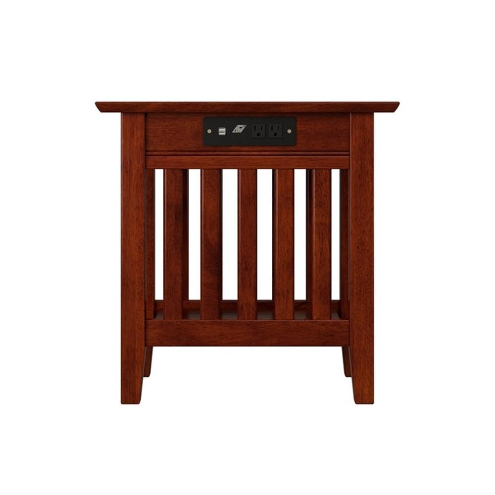 Fremont Chair Side Table with USB Charger - Modern End Table for Living Room, Bedroom, or Office - Convenient Charging Station for Phones & Devices