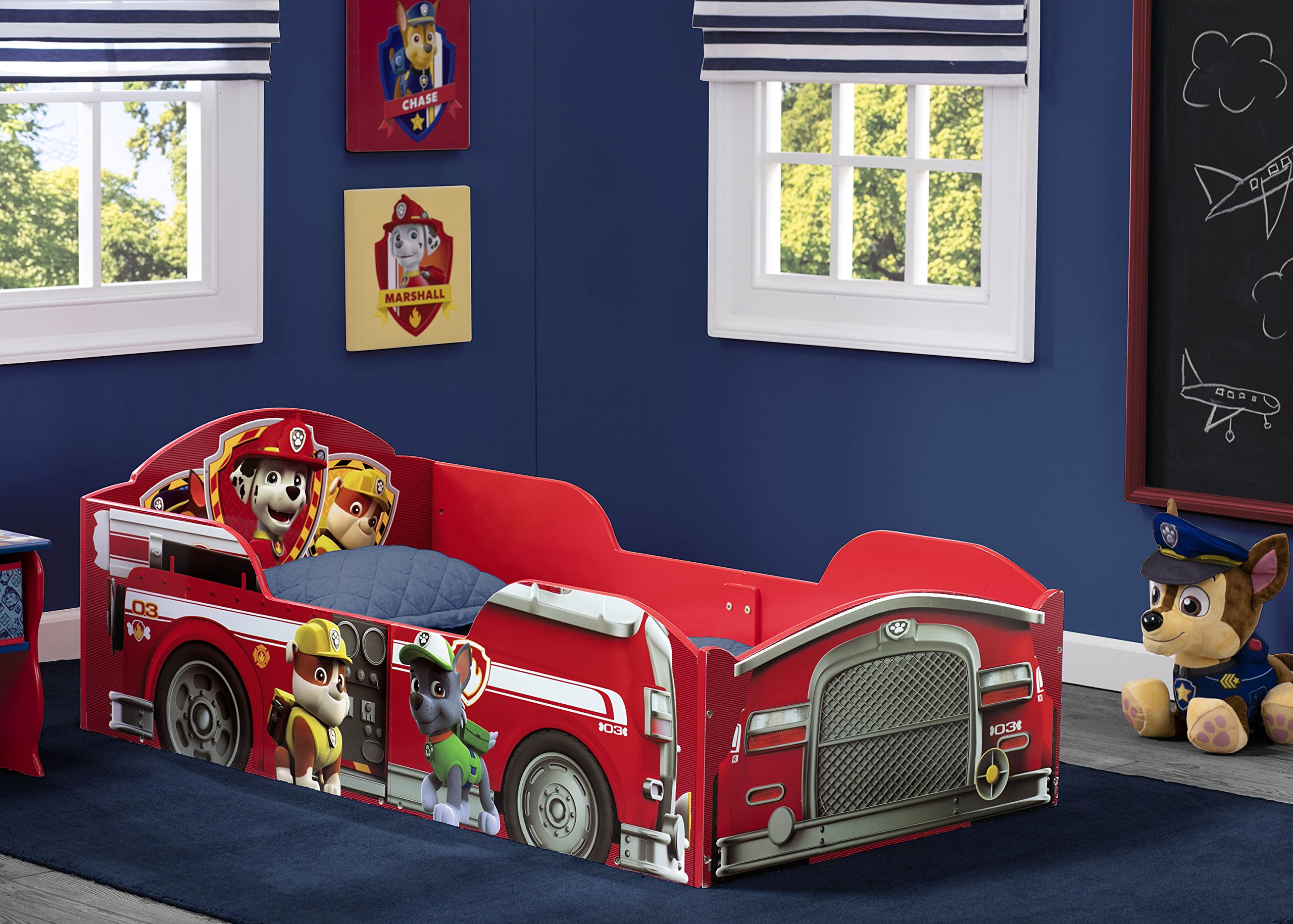 Delta Children Wood Toddler Bed with Nick Jr. PAW Patrol Design & Serta Perfect Slumber Dual-Sided Mattress - Eco-Friendly Recycled Fiber Core | Safe Sleep Solution for Kids' Bedroom & Nursery Decor