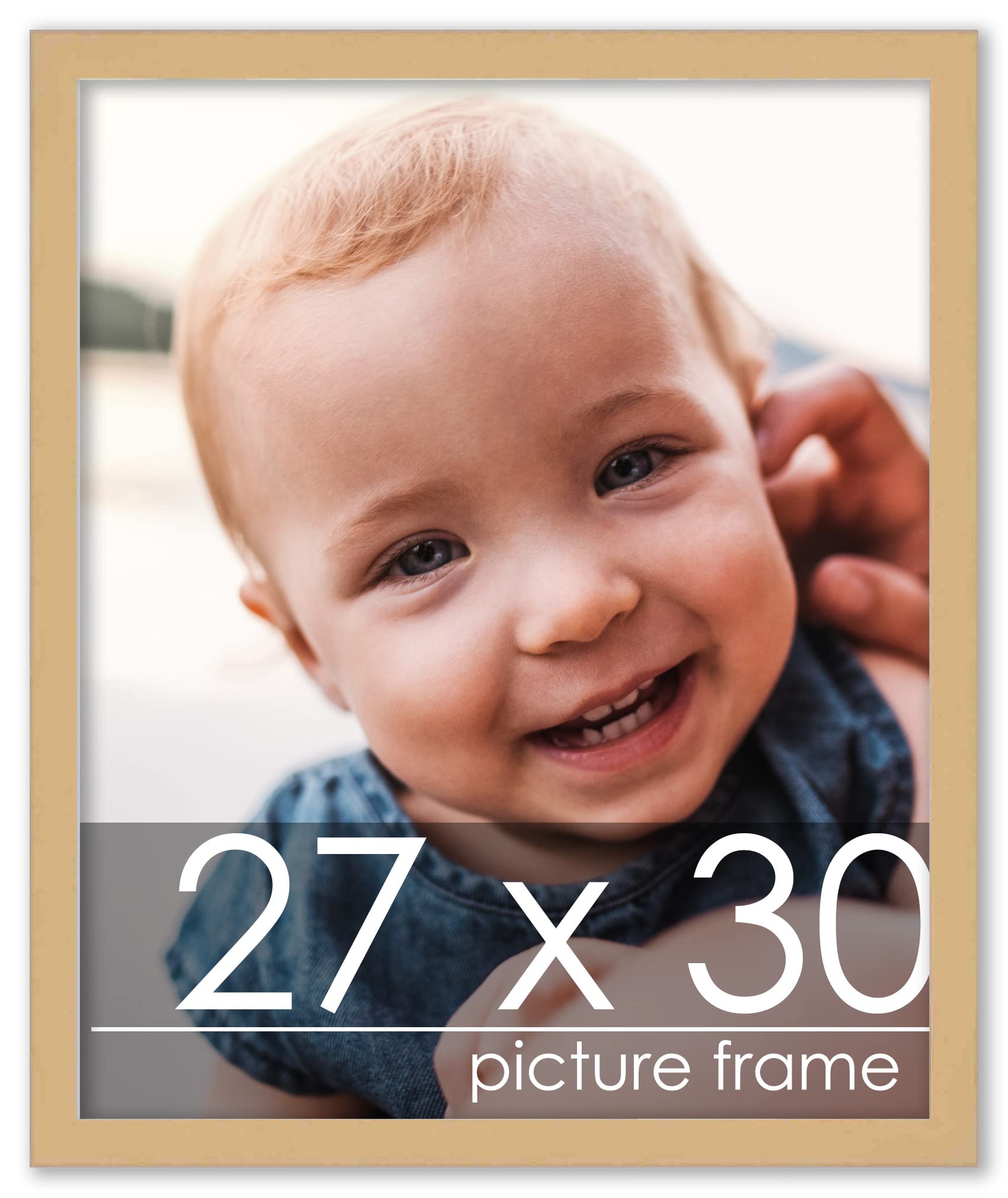 27x30 Natural Wood Picture Frame - Modern Minimalist Solid Wood Photo Frame with UV Acrylic, Foam Backing & Hanging Hardware - Perfect for Wall Art, Home Decor, Office Display & Gallery Exhibitions