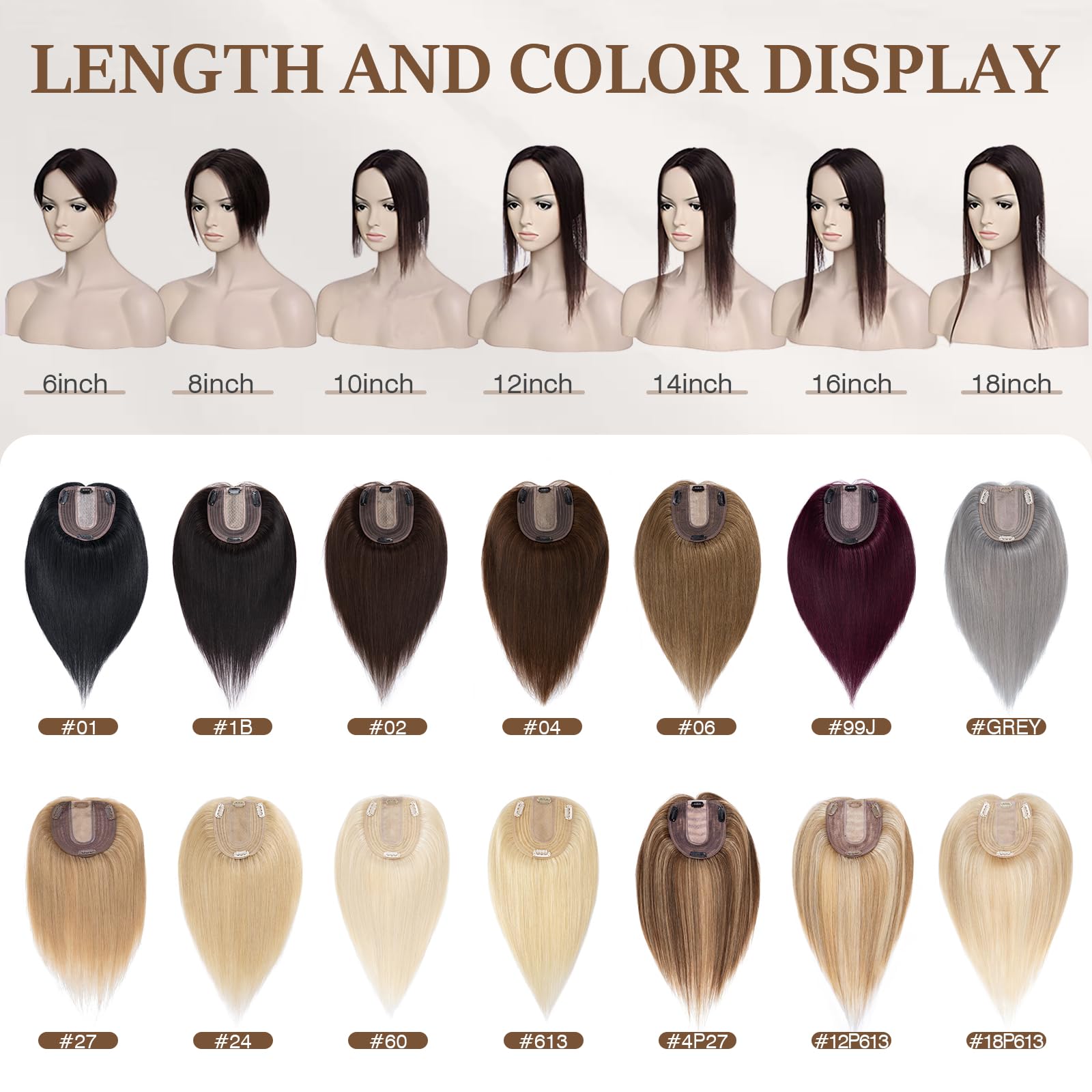 100% Human Hair Toppers for Women - Remy Clip-In Topper with Silk Base for Thinning Hair | 16 Inch #2R Chocolate Brown | Natural Looking Hair Replacement Solution for Daily Wear & Special Occasions
