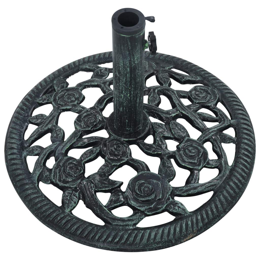 FAMIROSA Heavy Duty Cast Iron Bronze Garden Umbrella Base - 19.8 lbs Floral Design Outdoor Parasol Stand (15.7