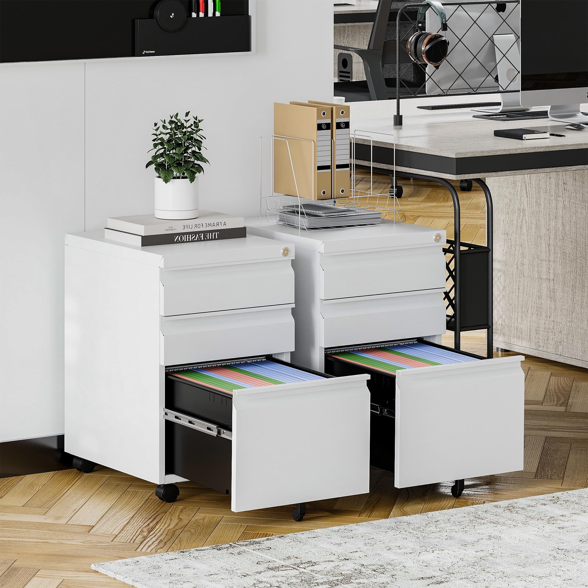 Locking 3-Drawer Mobile File Cabinet with Wheels - STANI Under Desk Metal Filing Cabinet for Office, Fully Assembled - Perfect for Small Spaces, Home & Office Organization