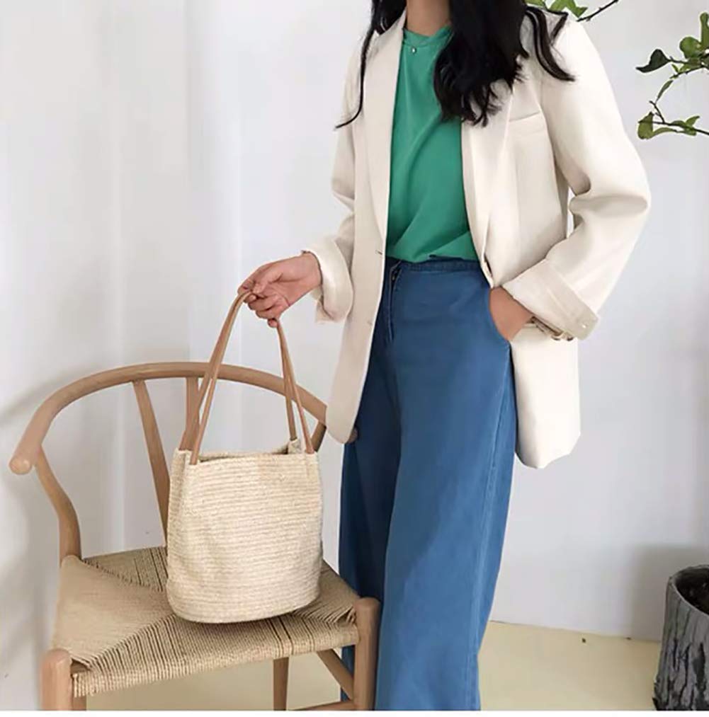 Aphoraeny Straw Beach Bag for Women - Large Tote Handbag with Bucket Design, Summer Shoulder Purse for Pool, Travel, Shopping & Outdoor Activities