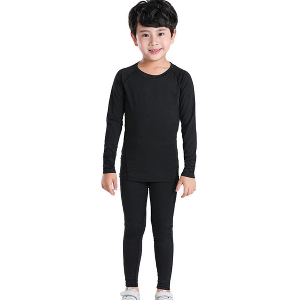 Boys 2-Piece Tracksuit - Long Sleeve Compression Sports Set for Running & Basketball Training