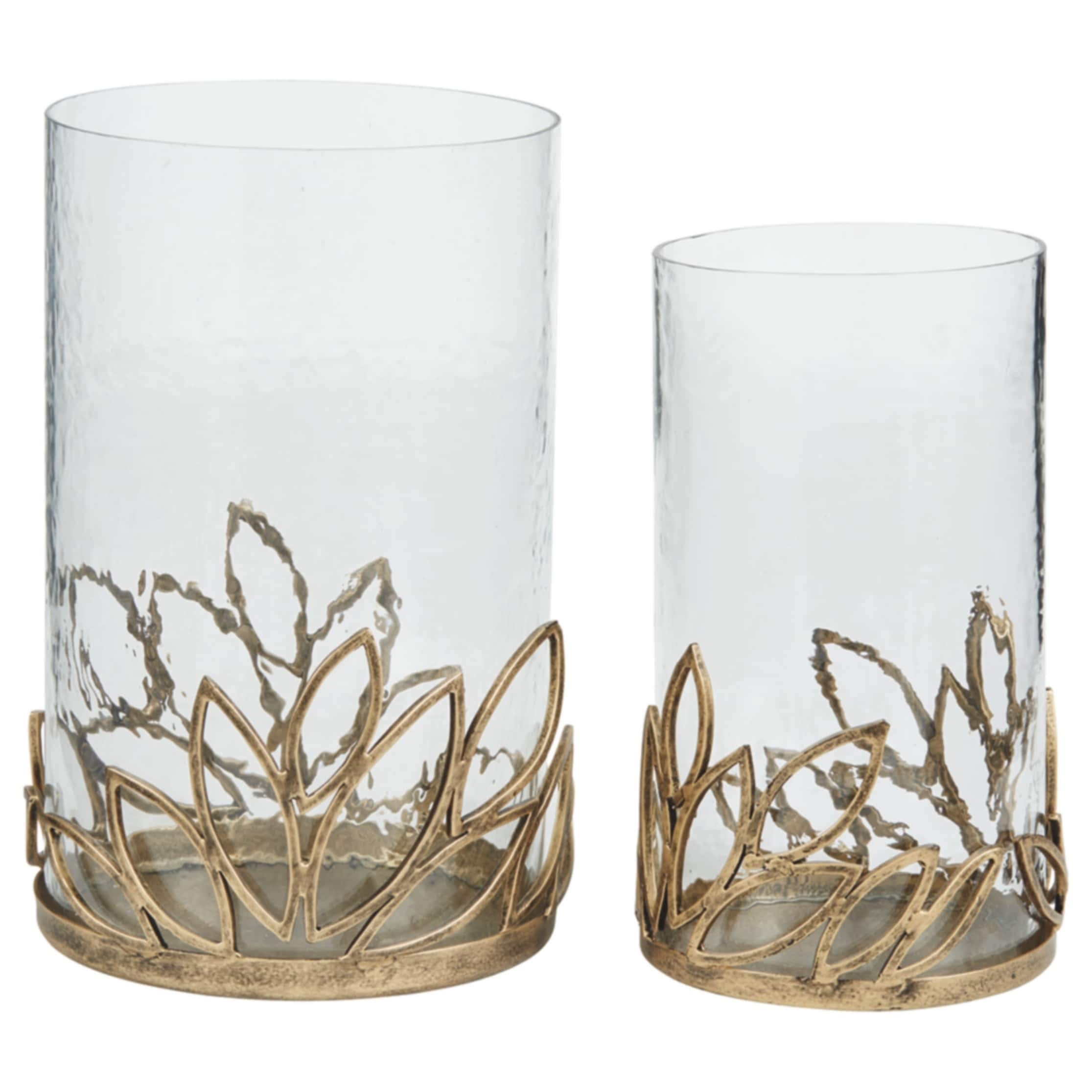 Elegant Set of 2 Clear Glass Candle Holders - Perfect for Romantic Dinners, Wedding Centerpieces & Home Decor