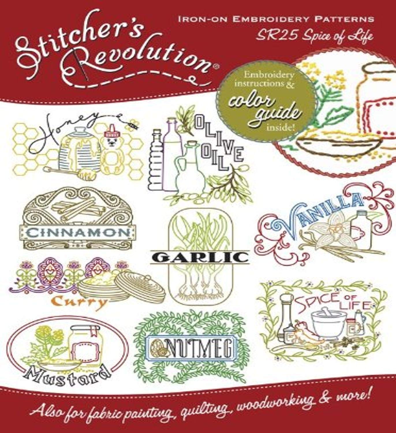 Stitcher's Revolution Spice of Life Iron-On Transfer Pattern for Embroidery - Easy DIY Fabric Design for Quilting, Clothing & Home Decor Projects