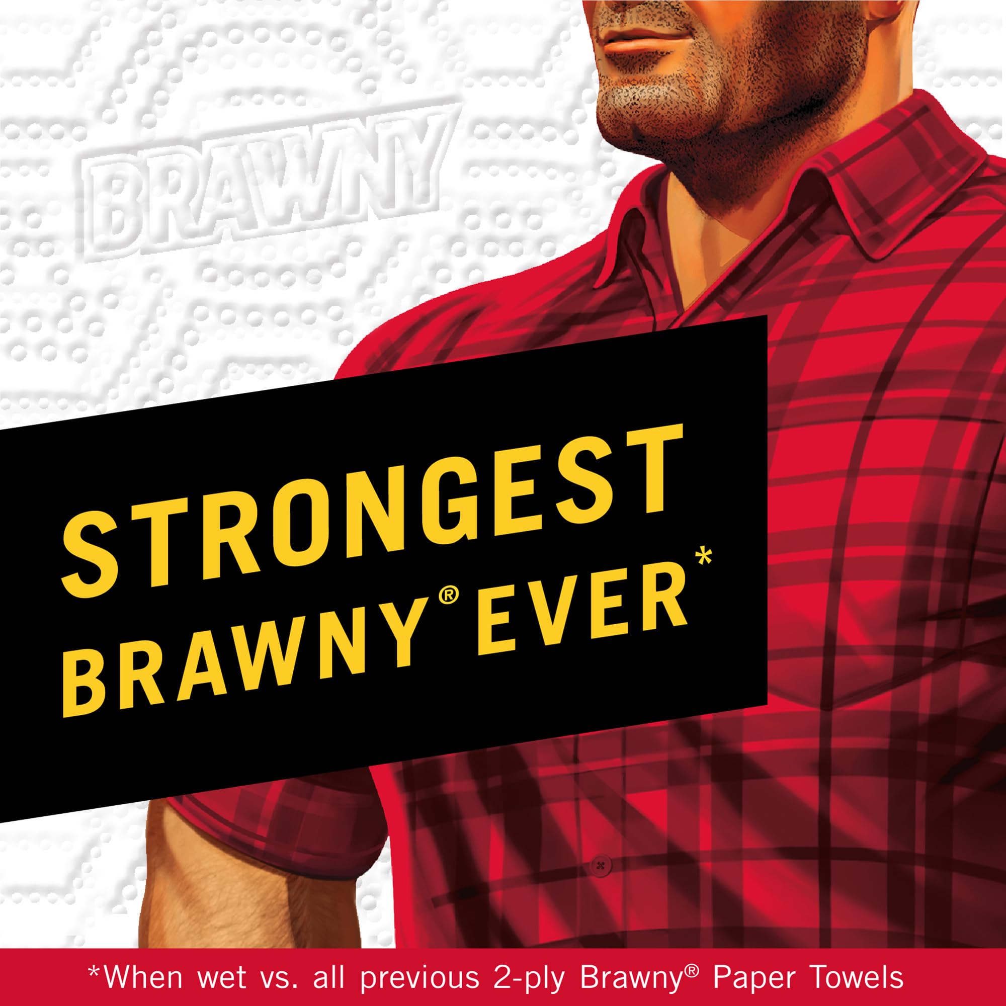 Brawny® Tear-A-Square® Paper Towels - 4 Double Rolls (Equivalent to 8 Regular Rolls) | Ultra-Absorbent, Strong & Durable | Perfect for Kitchen Cleaning, Spill Absorption & Household Use