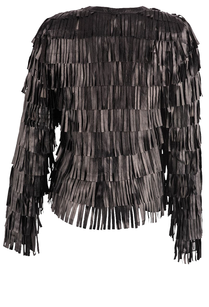 Belgin Francis Black Fringe Jacket - Stylish Women's Leather Biker Jacket with Tassels | Perfect for Motorcycle Riding, Night Out, and Fashion Statement