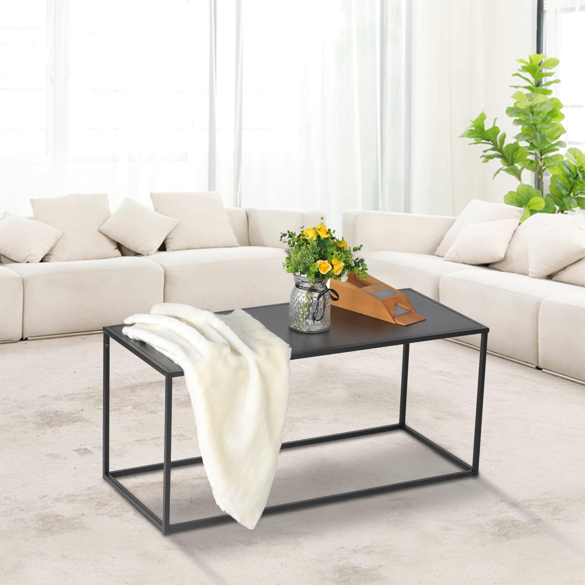 Modern Black Rectangular Coffee Table 40