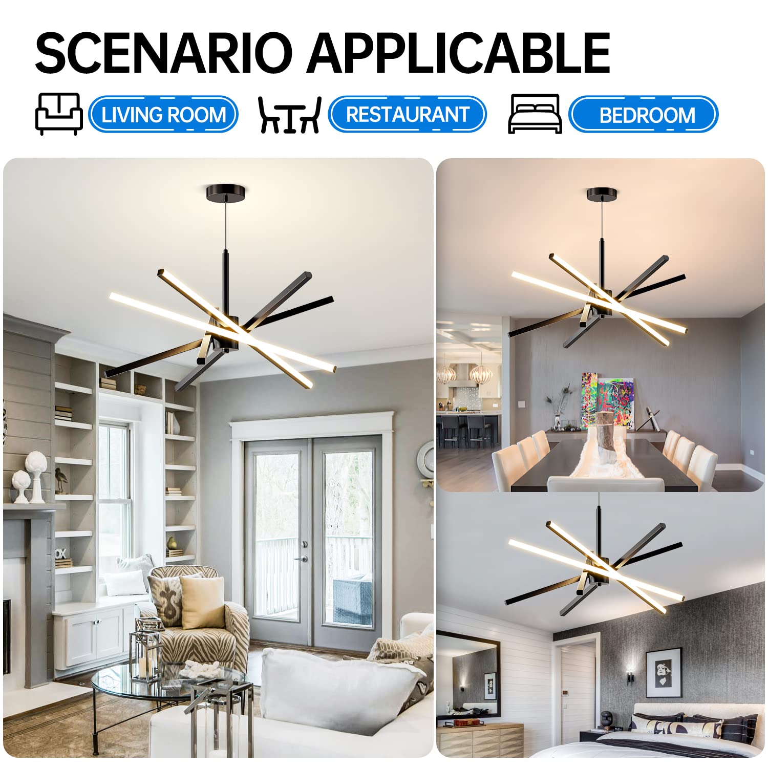 Modern Sputnik Chandelier 82W LED Gold Pendant Light - 31.5 Inch Dimmable Ceiling Fixture with Remote Control | Perfect for Dining Room, Living Room, Kitchen & Bedroom | Elegant Lighting Over Table for Home Decor