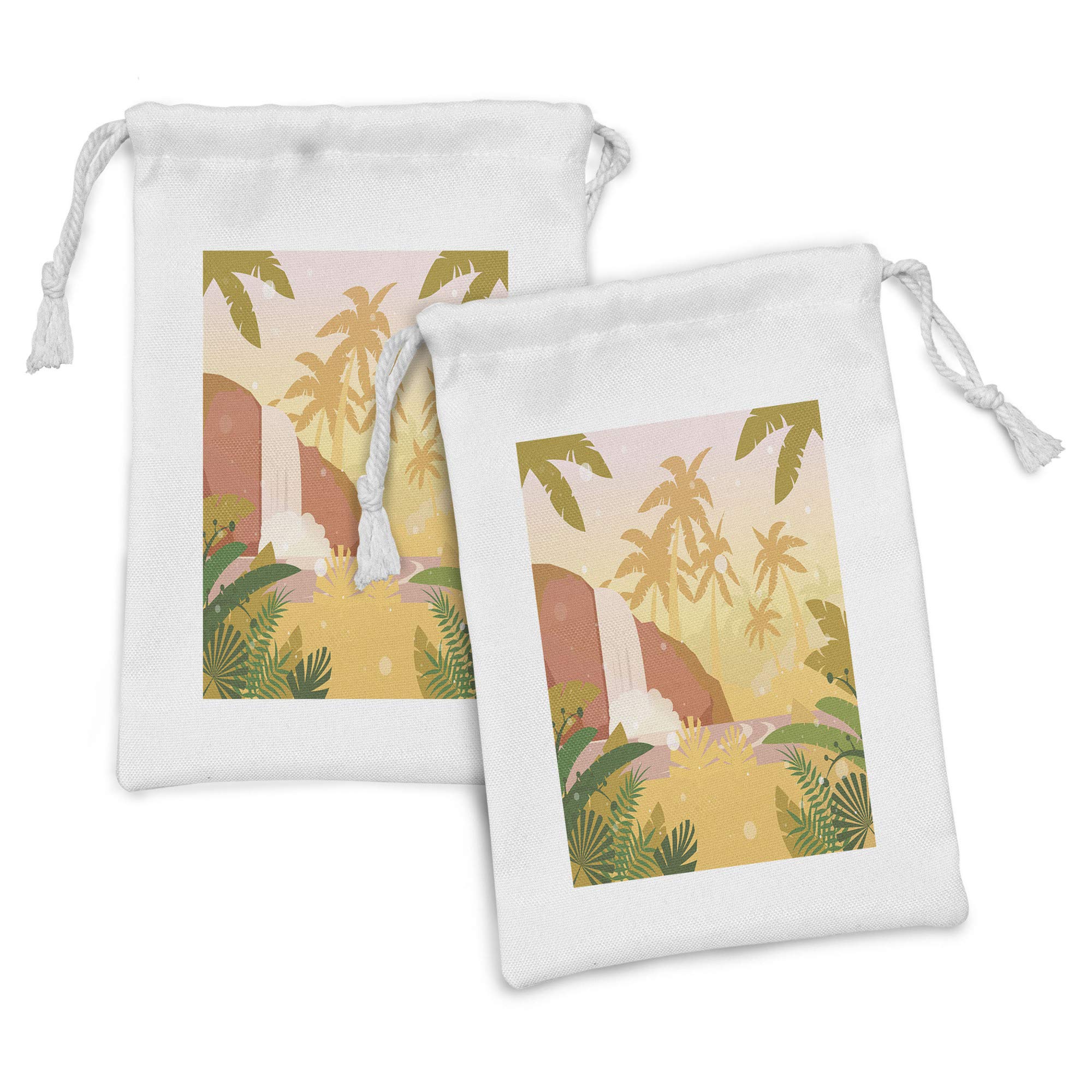 Ambesonne 2-Pack Pastel Tropical Fabric Pouches - 9