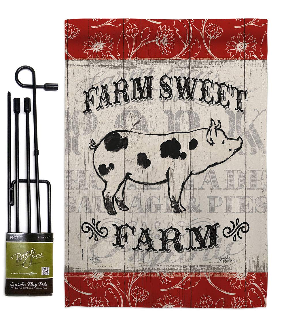 Sweet Farm Pig Garden Flag Set - Double-Sided Barnyard Decor for Yard & House
