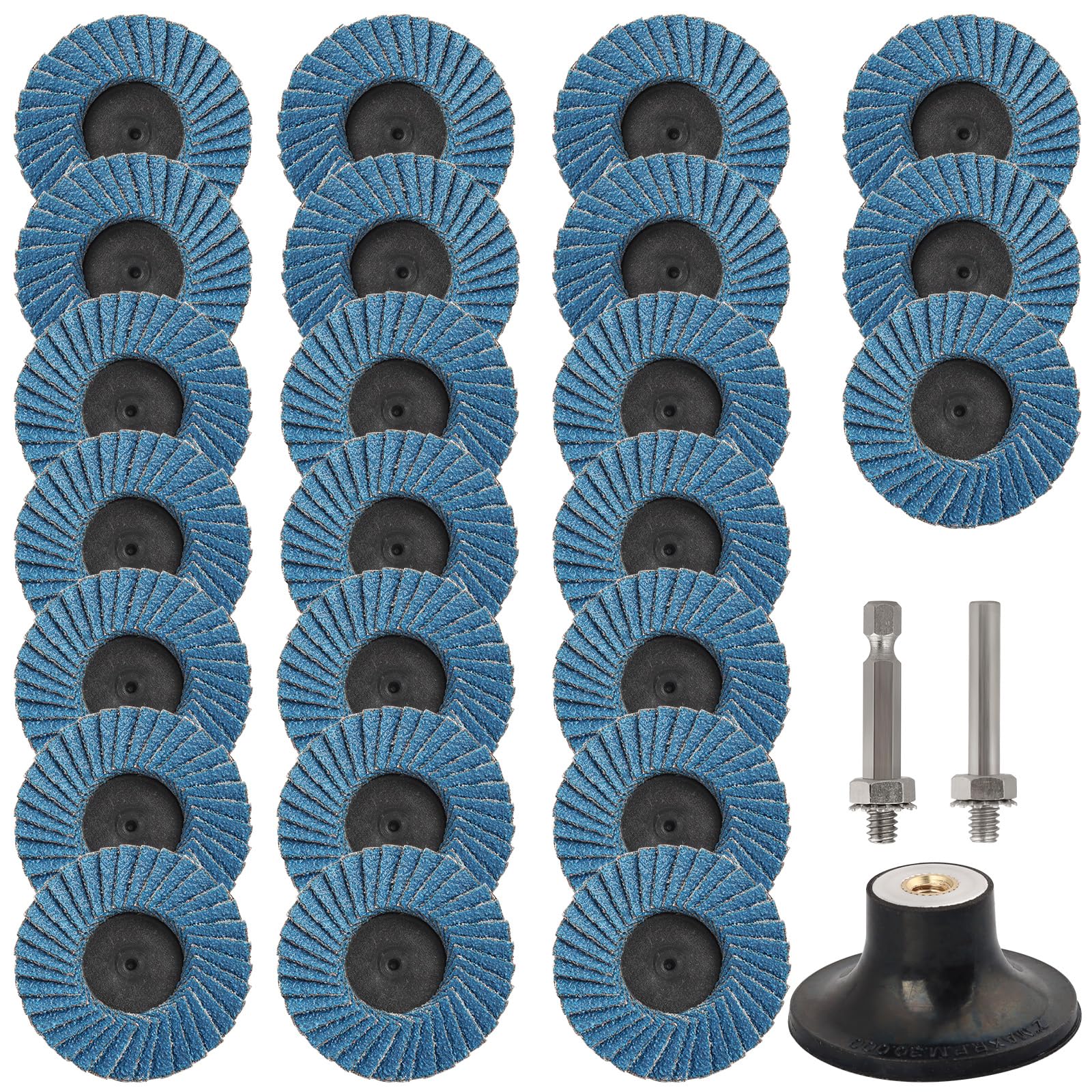 24 Pcs 2 Inch Flap Disc Set - 40/60/80/120 Grit Sanding Discs with 1/4