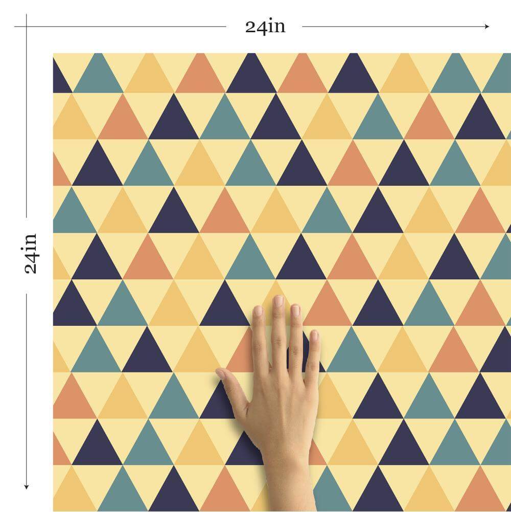 Yellow Triangles Geometric Peel and Stick Removable Wallpaper 3339 - Self-Adhesive Wall Decor for Bedroom, Living Room, Nursery & Office