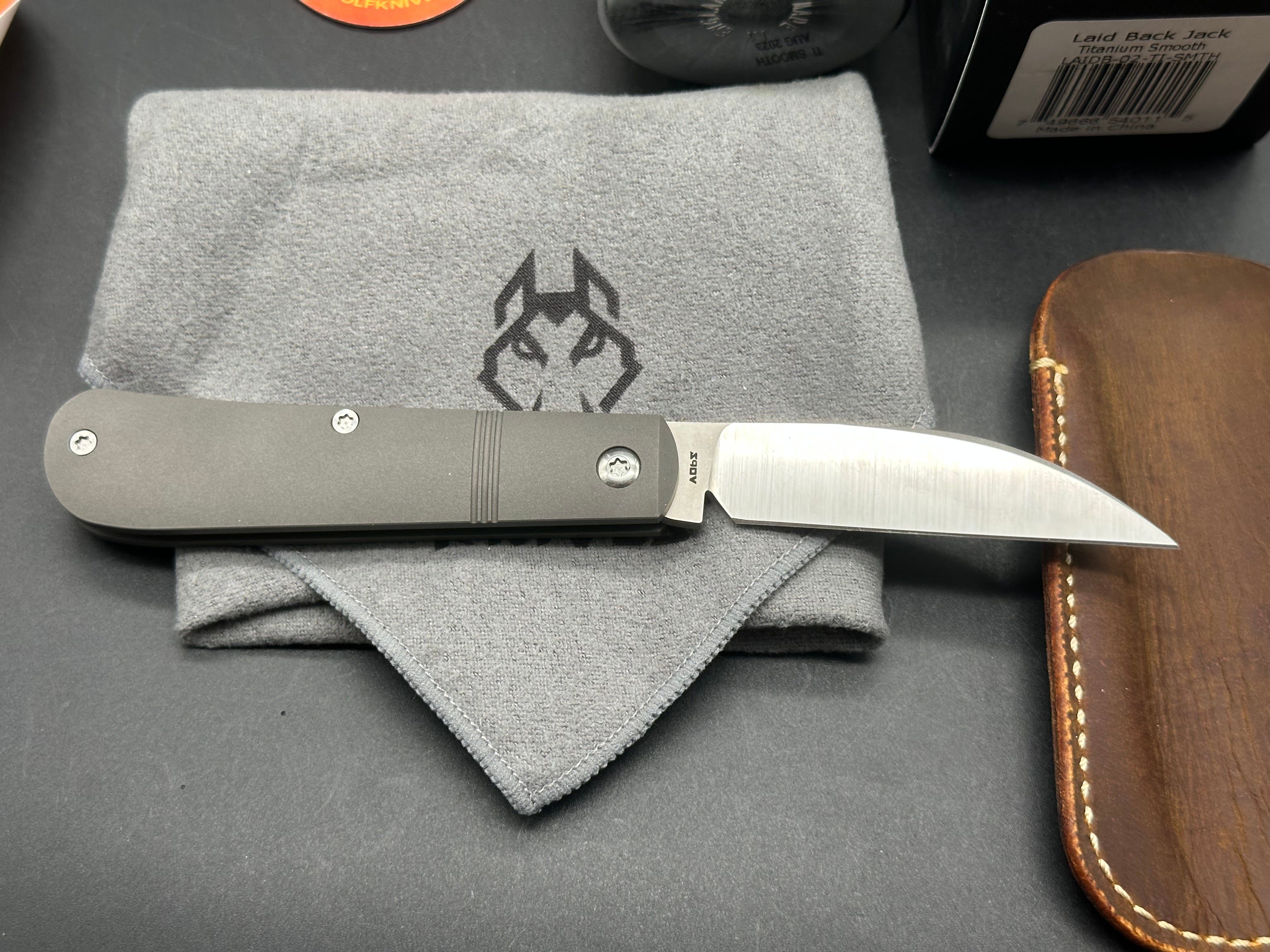 Jack Wolf LAID BACK JACK Titanium Smooth Pocket Knife - Premium EDC Folding Knife for Camping, Hiking & Outdoor Adventures