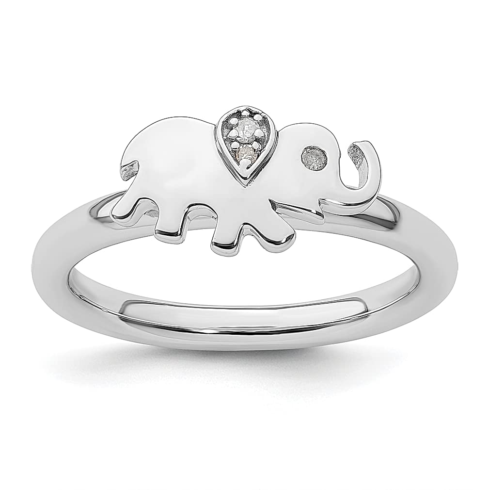 925 Sterling Silver Elephant Diamond Band Ring for Women - Stackable Animal Jewelry, Elegant & Unique Gift for Her - Perfect for Everyday Wear, Special Occasions & Stacking with Other Rings