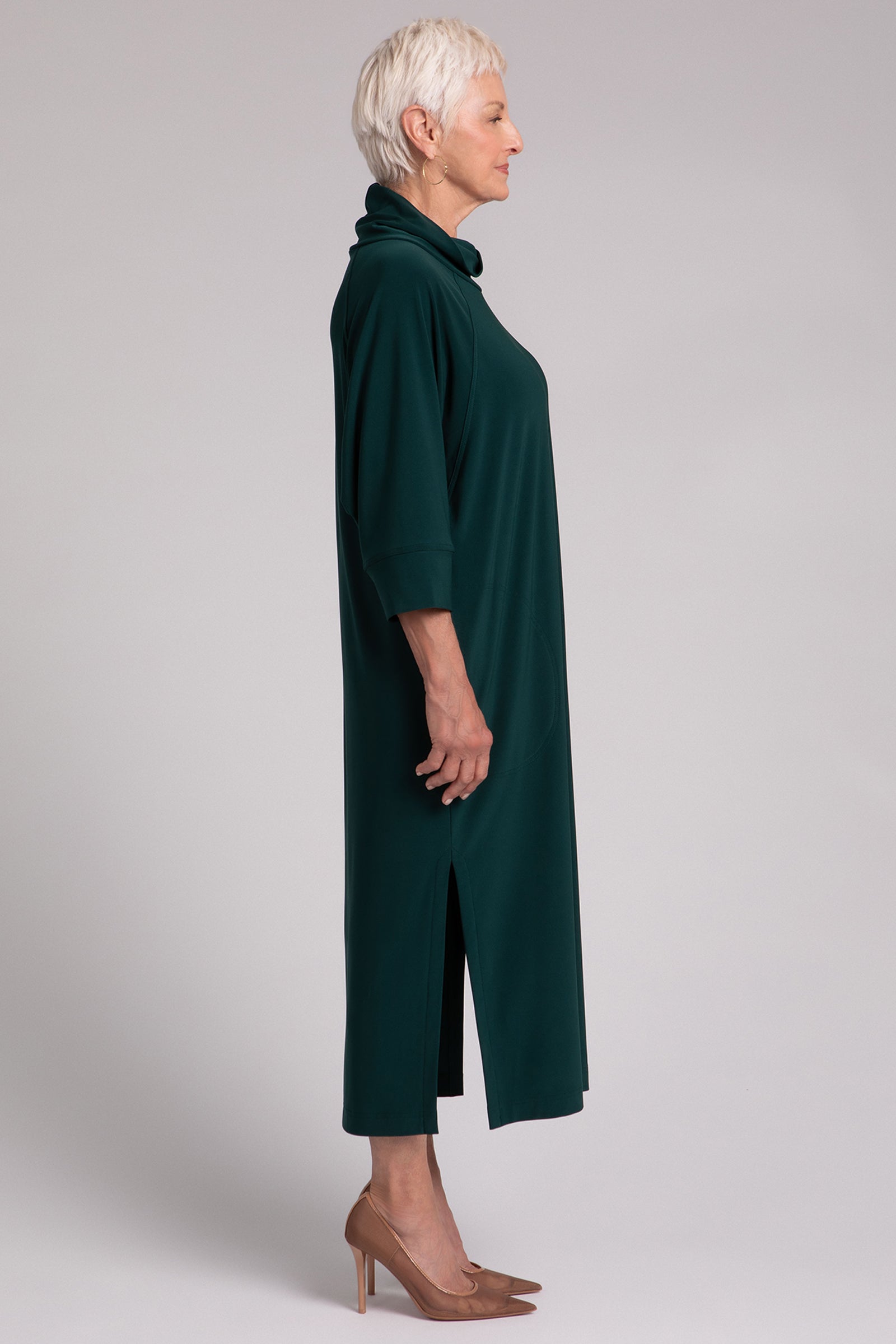 Cozy Raglan Funnel Neck Dress for Women | Evergreen Casual & Elegant Outfit | Perfect for Office, Date Night & Fall Season