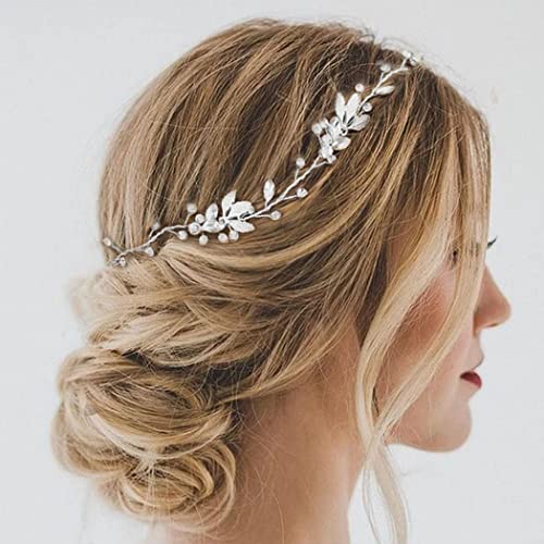EASEDAILY Gold Leaf Crystal Bridal Headpiece - Rhinestone Wedding Hair Vine Headband for Women & Girls | Perfect for Bridal Showers, Weddings, and Special Occasions