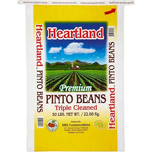 Premium Heartland Great America Pinto Beans - 50 lbs | USA Grown, Triple Cleaned, High-Quality Dried Beans for Cooking, Baking & Meal Prep