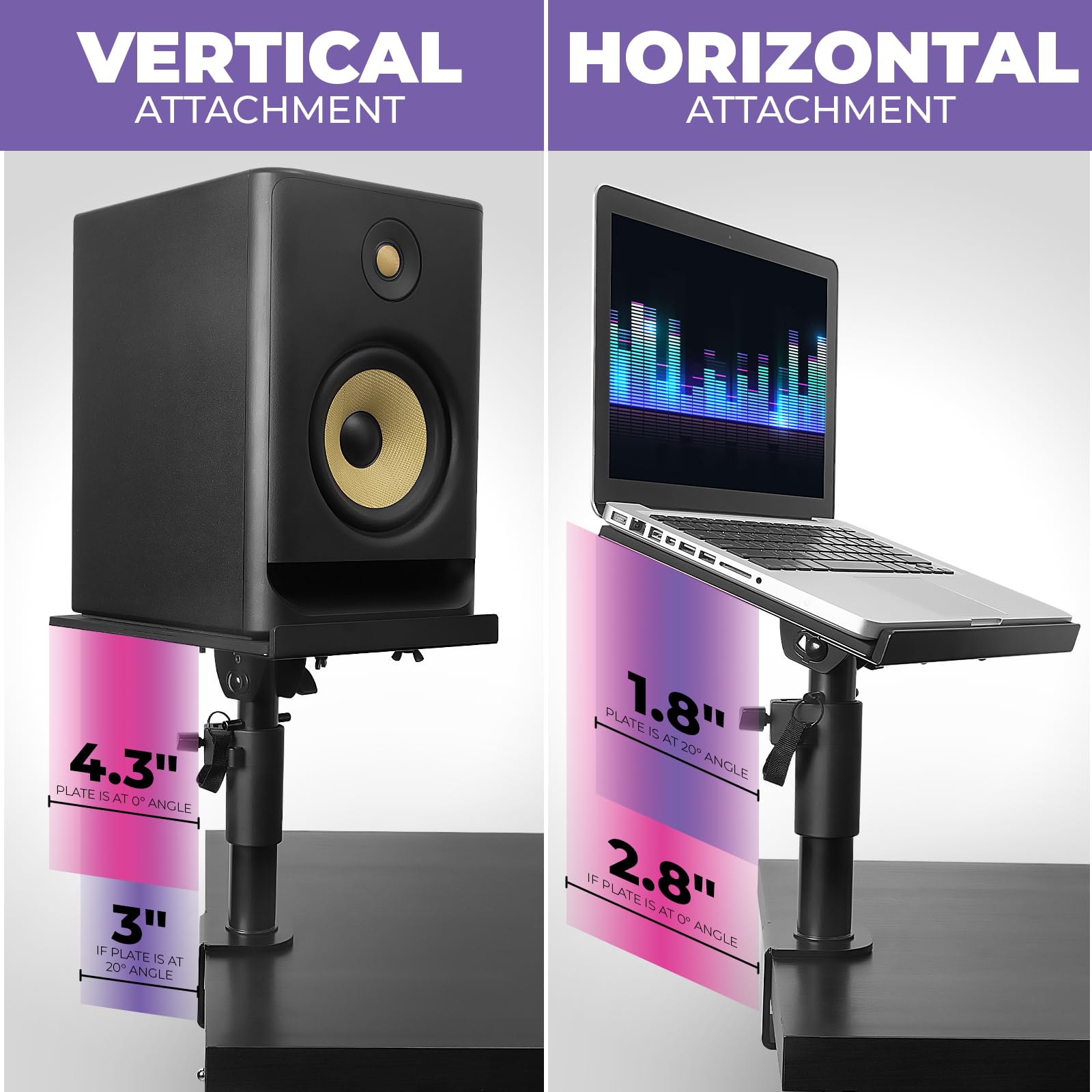 Adjustable Laptop Desk Mount Stand - 9x12.5