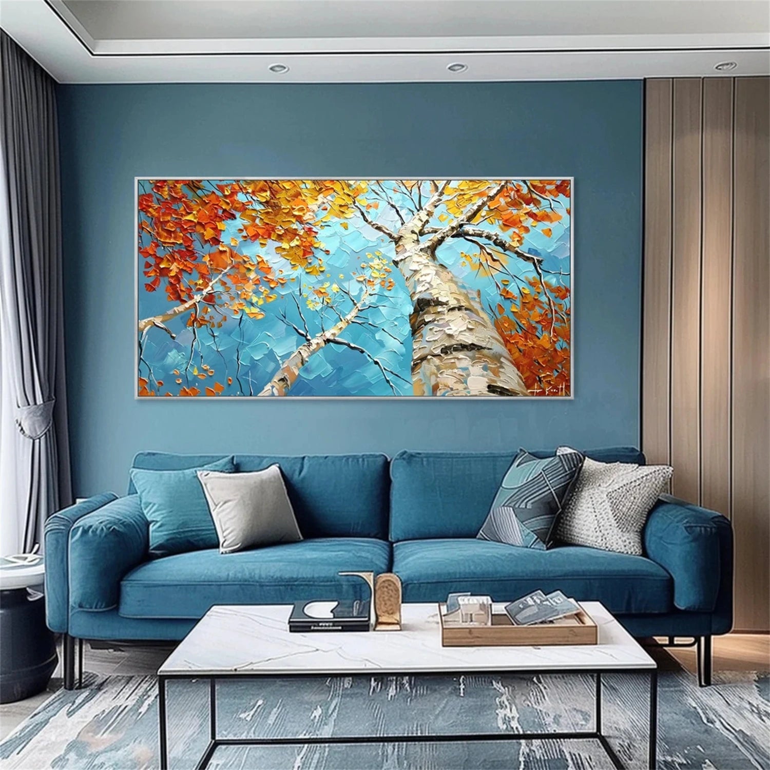 Beautiful Flower and Tree Painting #FT151 - Handmade Canvas Art for Home Decor, Living Room, Bedroom & Office Wall