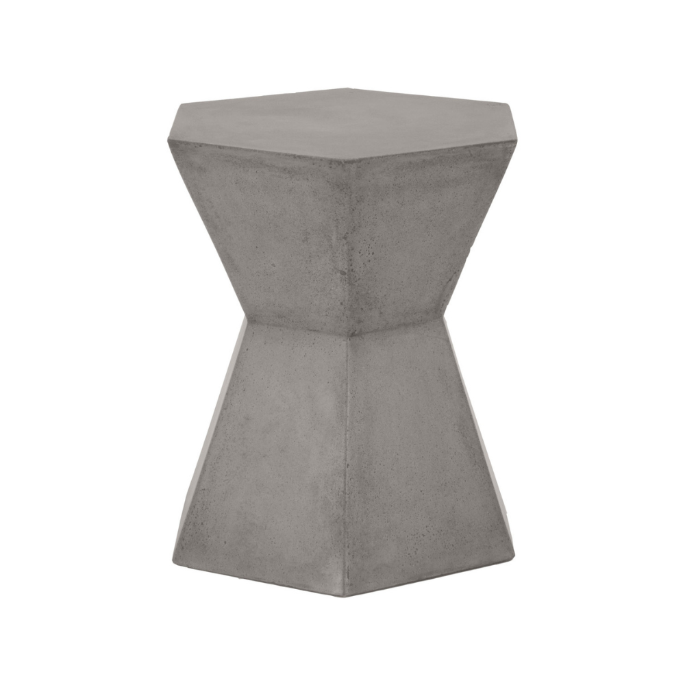Modern Bento Slate Gray Concrete Outdoor Accent Table - Durable Weather-Resistant Patio Side Table for Garden, Poolside & Balcony Decor
