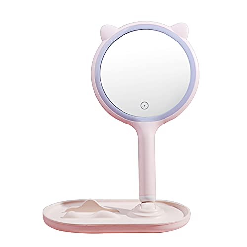 LED Makeup Mirror with 5X Magnification - 360° Rotating Vanity Mirror with 3-Color Lights for Home & Travel
