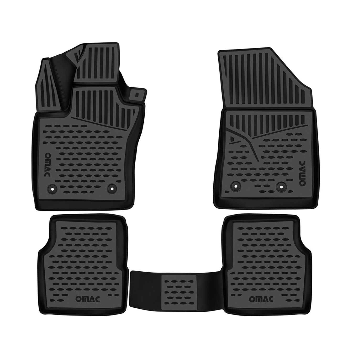 OMAC All-Weather Floor Mats for Jeep Compass 2017-2025 - 4-Piece TPE Car Mats Set - Black Custom Fit Liners - Perfect for Off-Road, Daily Commute & Winter Protection