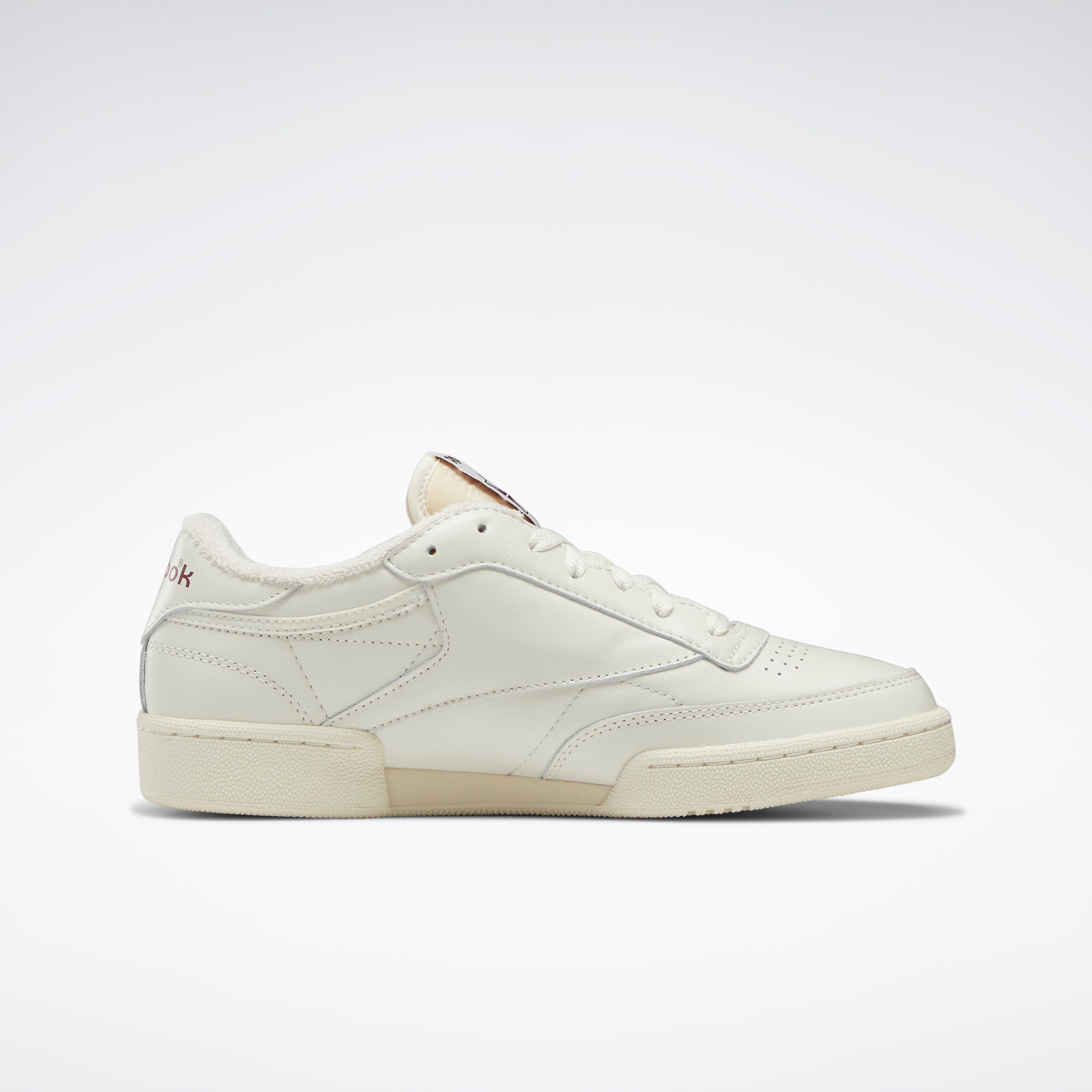 Reebok Club C 85 Vintage Sneakers - Chalk/Alabaster/Maroon | Classic Retro Tennis Shoes for Men & Women | Perfect for Casual Wear, Street Style & Gym Fashion