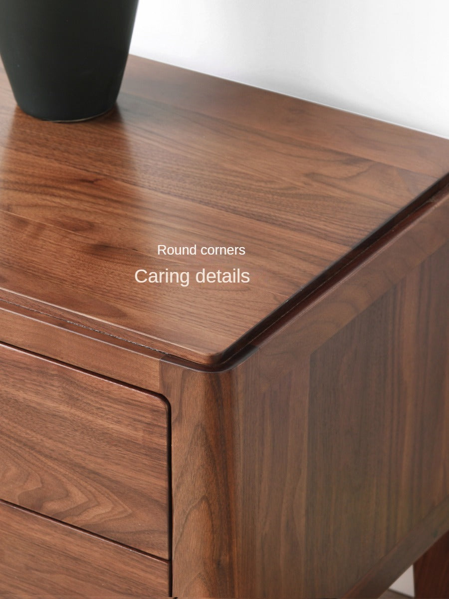 Premium Black Walnut Solid Wood TV Stand - Large Storage Entertainment Center for Living Room, Home Theater & Media Organization