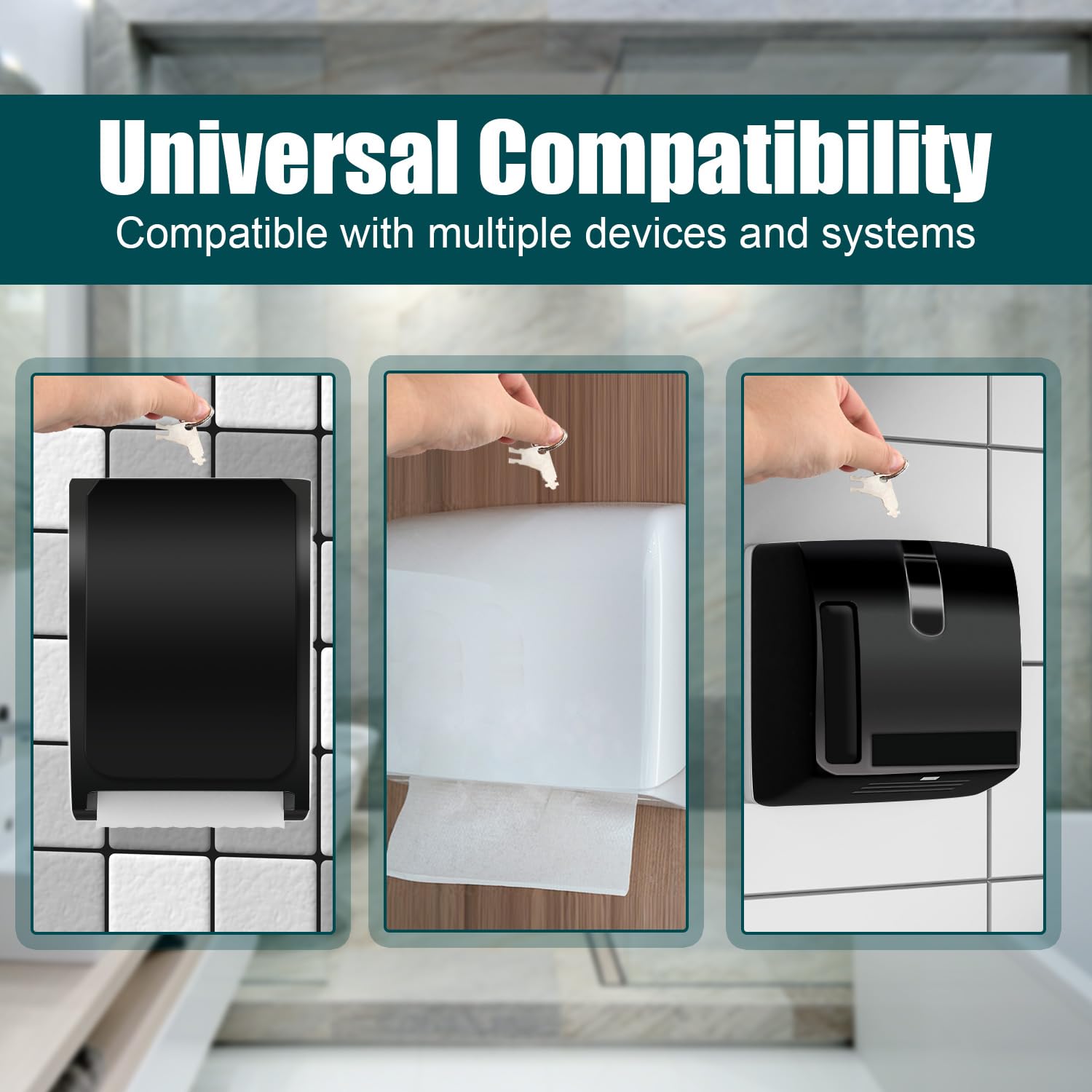 40pcs Heavy Duty Paper Towel Holder Keys with 40 Metal Key Rings - Commercial Grade Hand Towel Dispenser Keys for Office Buildings, Schools & Large Facilities - Perfect for Janitors & Maintenance Staff