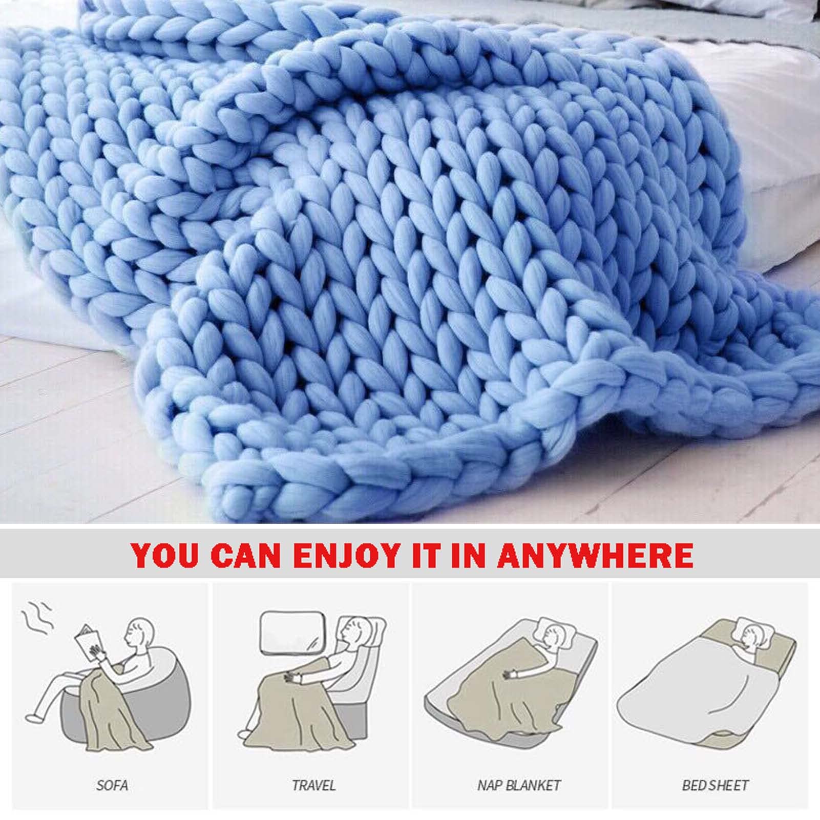 47x59in Handmade Chunky Knit Blanket - Soft Warm Cozy Oversized Throw for Couch, Sofa & Bed - Machine Washable Bulky Yarn Blanket - Perfect for Living Room, Bedroom & Winter Nights