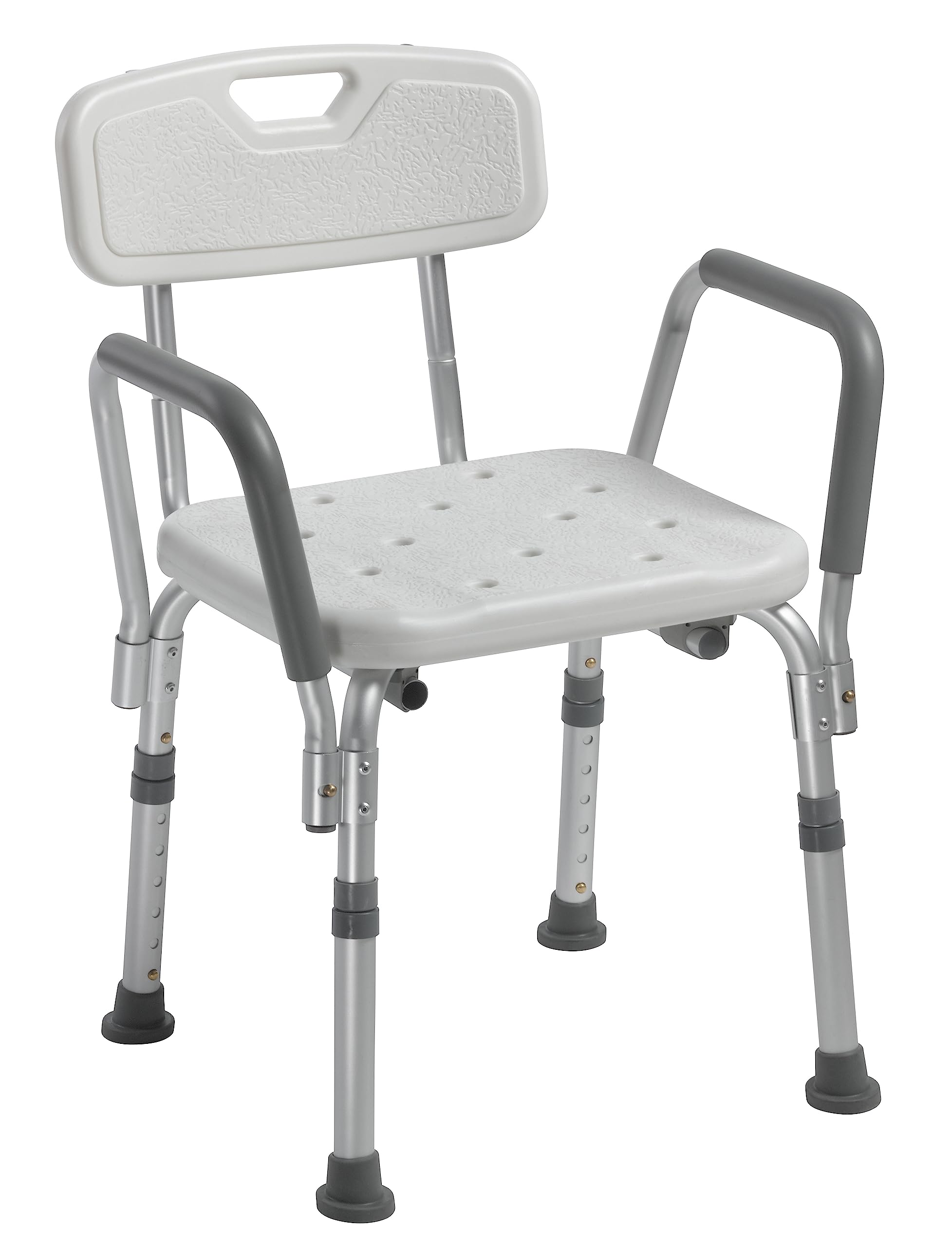 Drive Medical Folding Bath Bench with Back Support - Adjustable Height Shower Chair for Elderly & Disabled, Non-Slip Bath Seat for Safe Bathing at Home