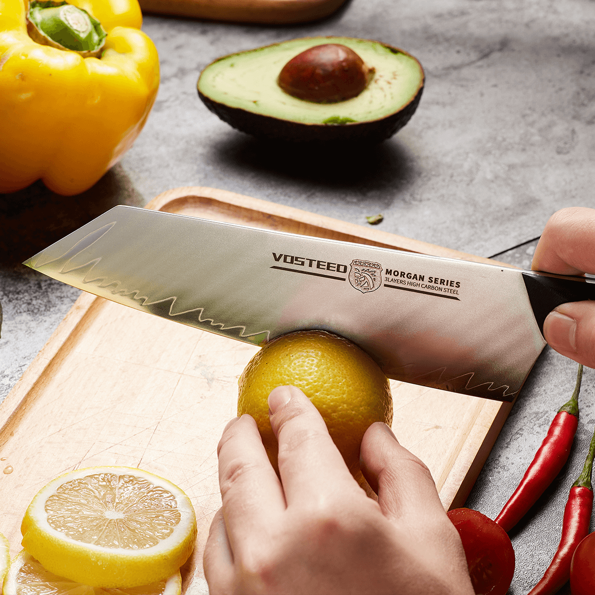 Premium Morgan Santoku Knife 7 Inch - Japanese High Carbon Stainless Steel Blade, Ergonomic Handle for Professional Chefs & Home Cooking - Perfect for Slicing, Dicing & Chopping Vegetables, Meat & Fish