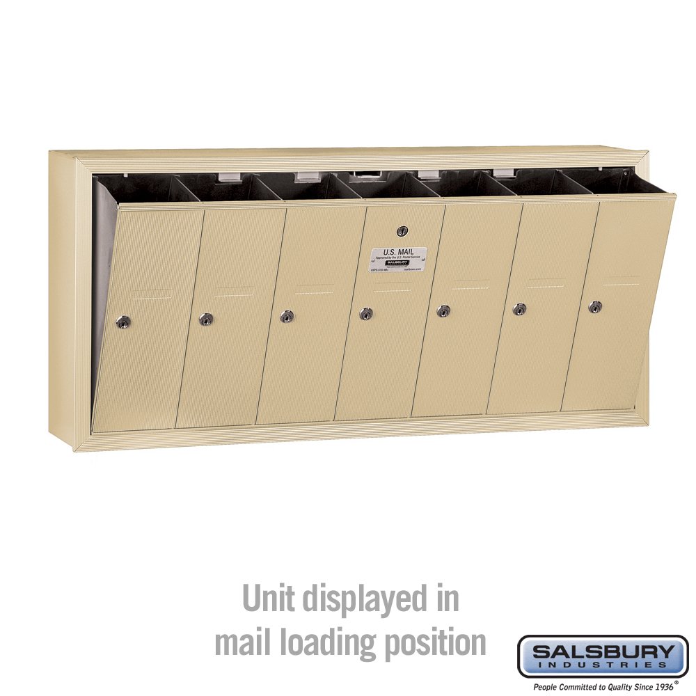 Salsbury Industries 3507SSU USPS Approved 7-Door Vertical Mailbox - Surface Mounted, Sandstone Finish - Perfect for Apartment Buildings, Office Complexes & Residential Communities