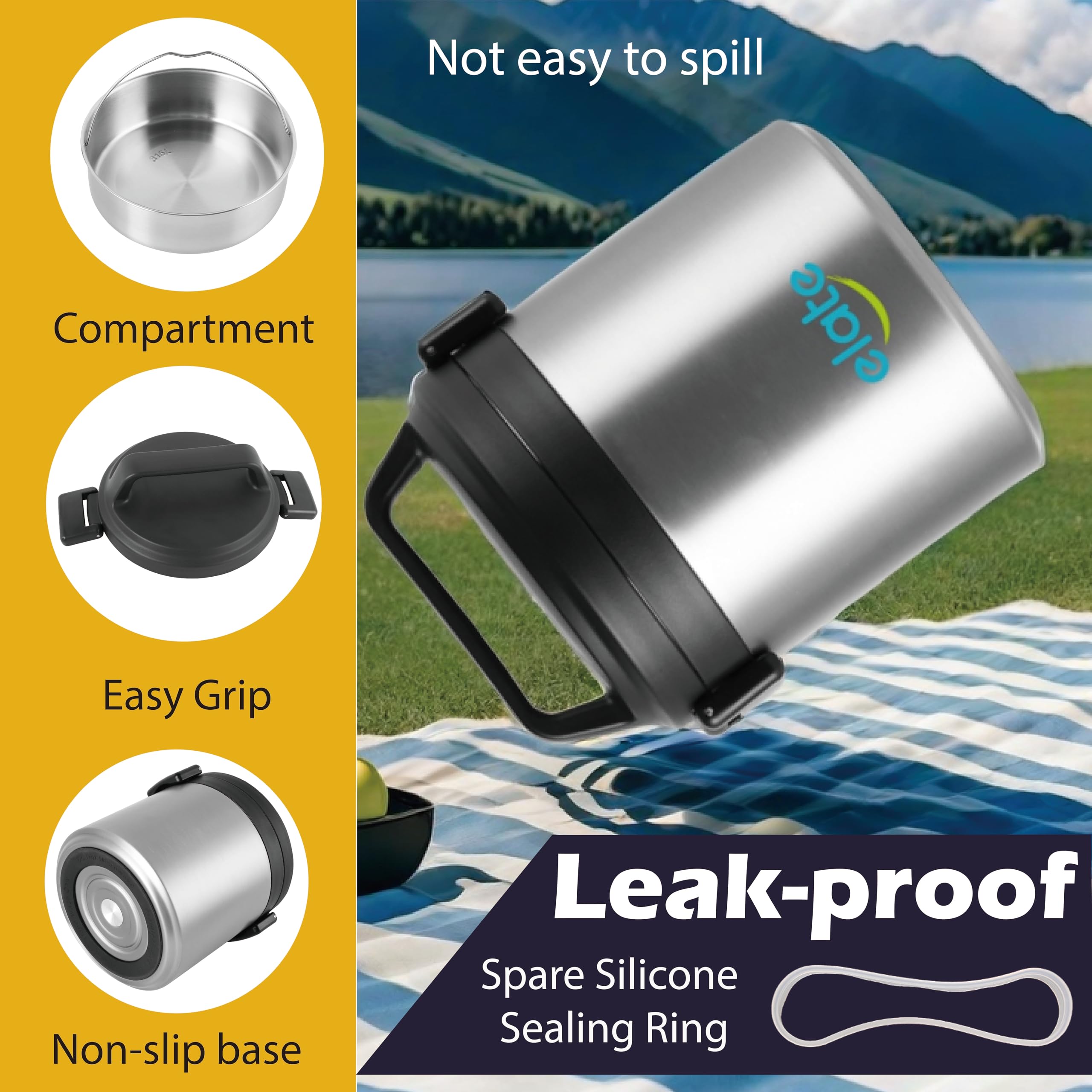 64oz Vacuum-Insulated Stainless Steel Food Thermos | Wide-Mouth Hot Food Container for Lunch, Camping & Travel | Leak-Proof Thermal Jar for Soup, Stew & Meals | Perfect for Office, Hiking & Picnics
