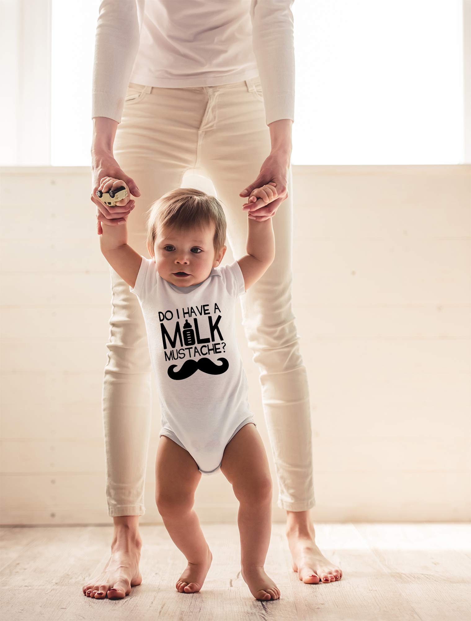 CBTwear Funny 'Do I Have a Milk Mustache?' Baby Bodysuit - Cute Newborn Onesies for Boys & Girls - Perfect for Photo Shoots, First Birthdays & Playtime