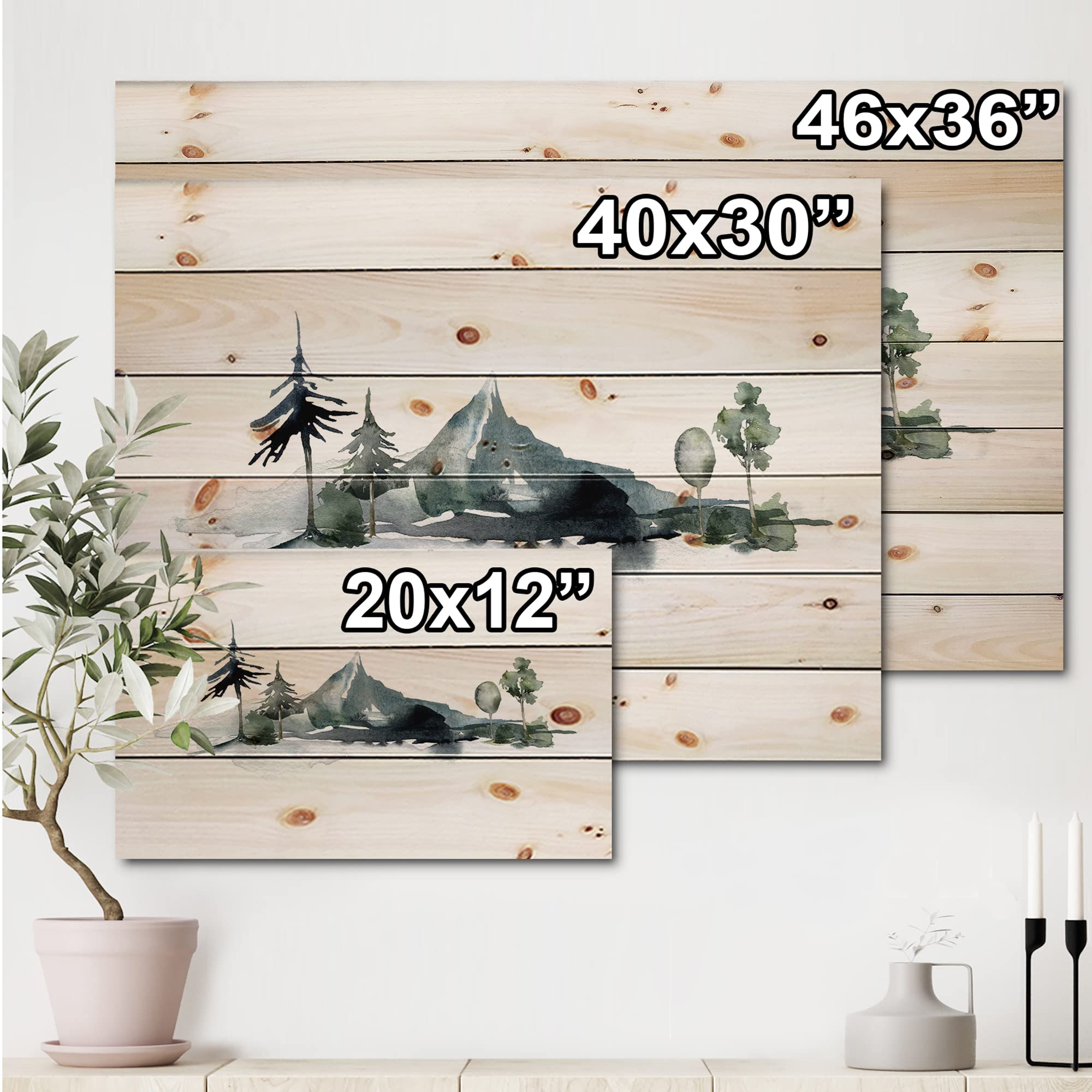 Minimalist Winter Forest Wood Wall Art - Pine Panel Decor for Living Room