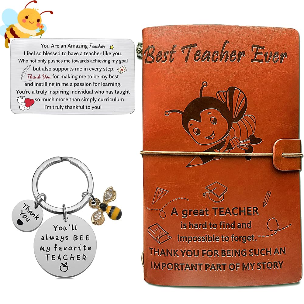 Premium Leather Journal Notebook for Teachers - Inspirational Graduation, Birthday, Christmas & New Year Gift - Best Thankful Present for My Teacher - Perfect for Classroom Notes, Lesson Planning & Personal Reflection