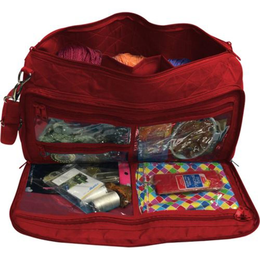 Yazzii Premium Red Knitting Bag - Large Yarn Storage Organizer for Crochet & Knitting Projects | Perfect for Crafters, Travel & Home Organization