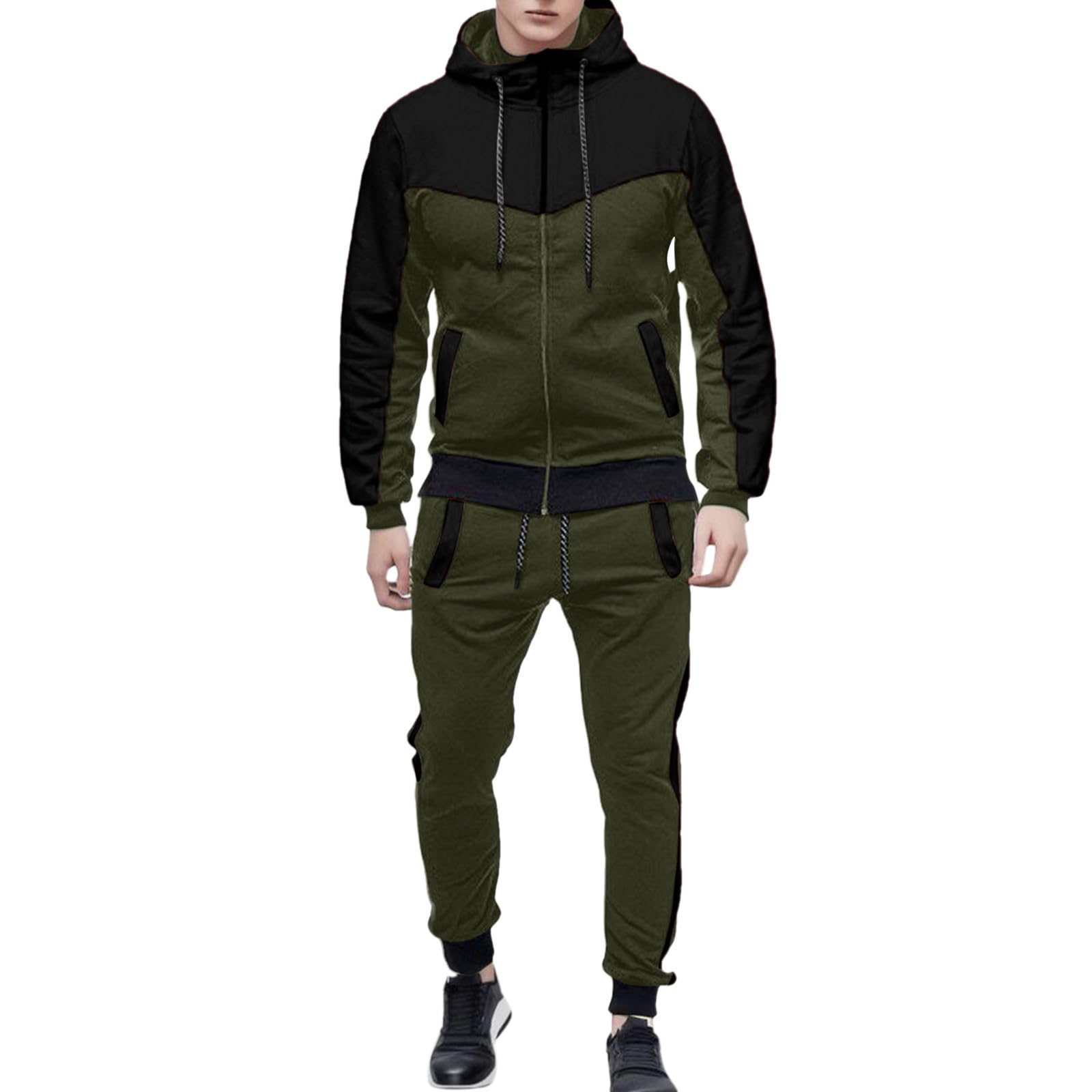 Blandoom Men's Lightweight Running Tracksuit Set - Army Fit Hooded Sweatshirt & Jogger Pants for Gym, Jogging & Outdoor Activities | Grey Athletic Activewear